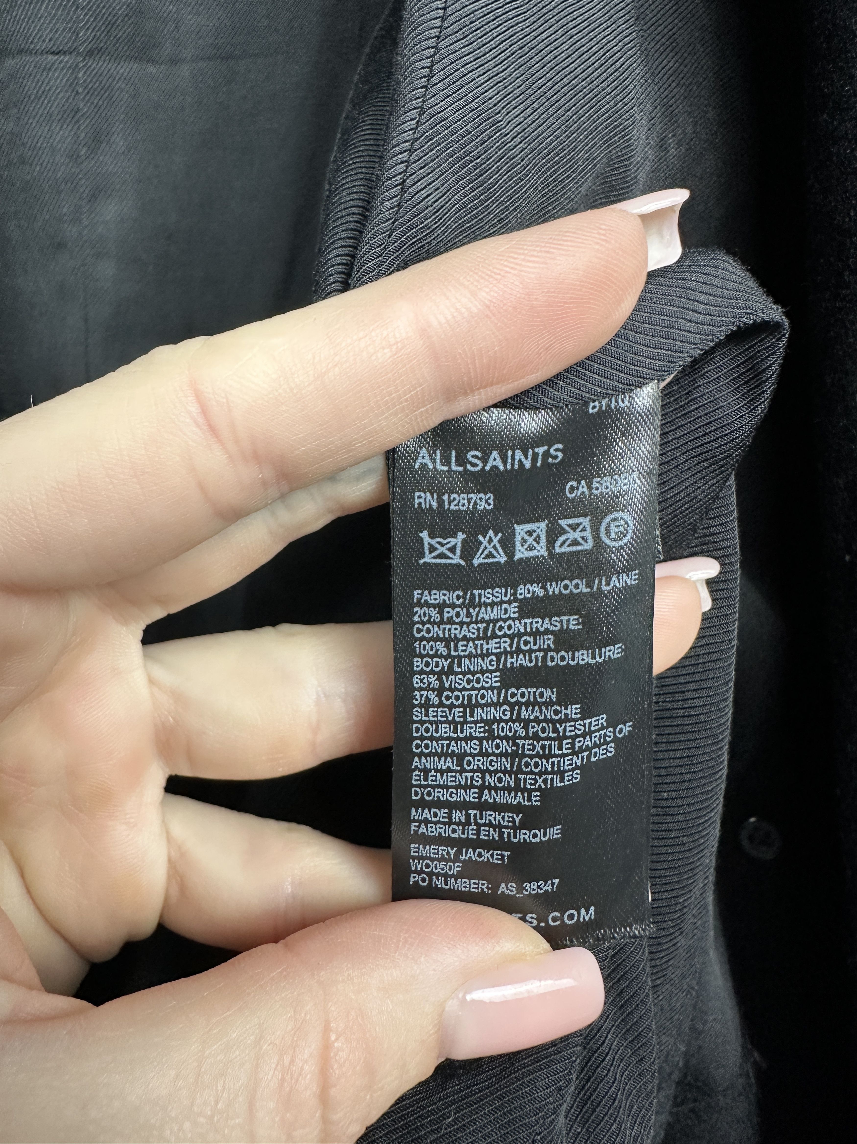 Allsaints Allsaints Womens Wool - Leather Emery Jacket Size M / US 6-8 / IT 42-44 - 6 Thumbnail