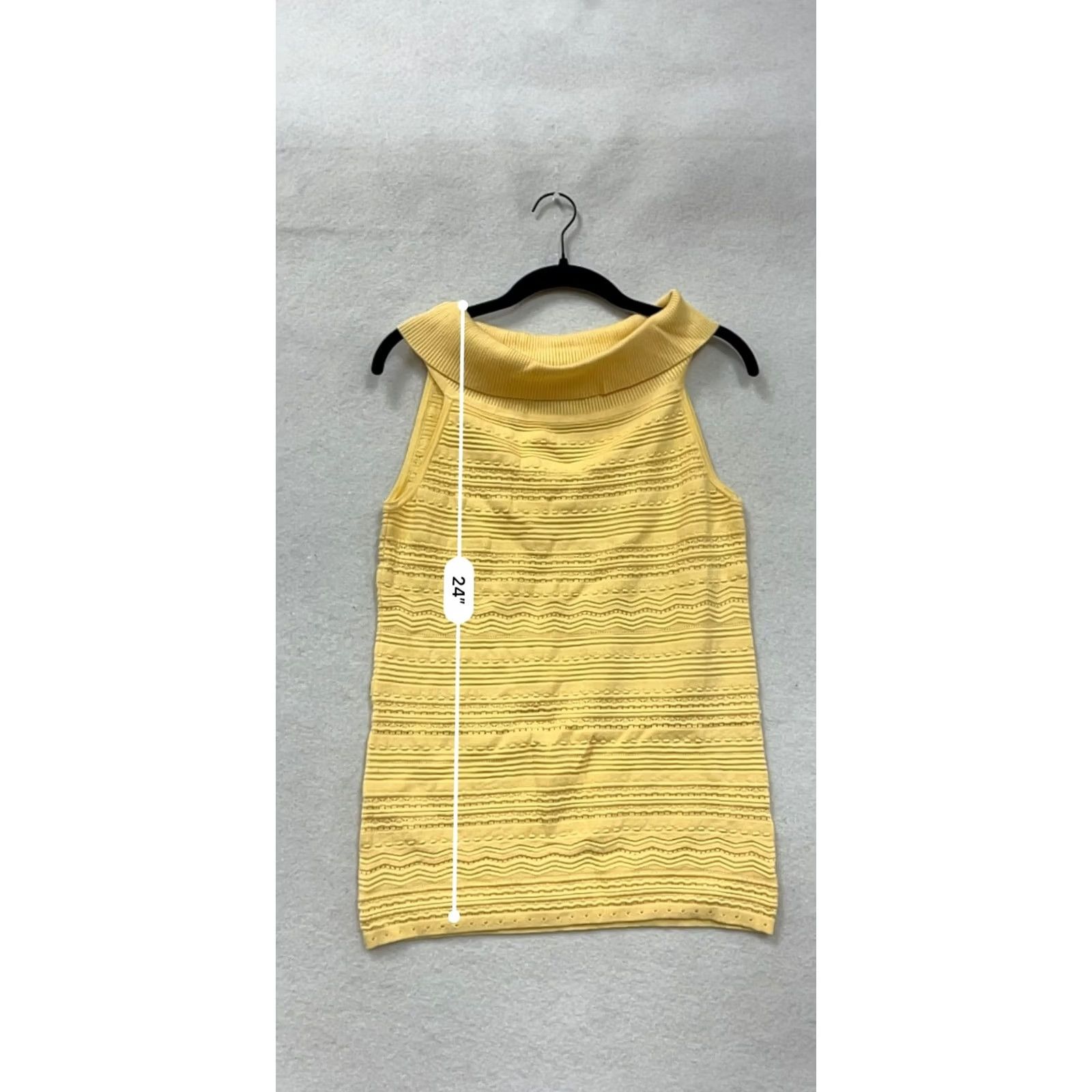 White House Black Market Yellow Sleeveless Textured Knit Cowl Neck Top Womens M Size M / US 6-8 / IT 42-44 - 6 Thumbnail