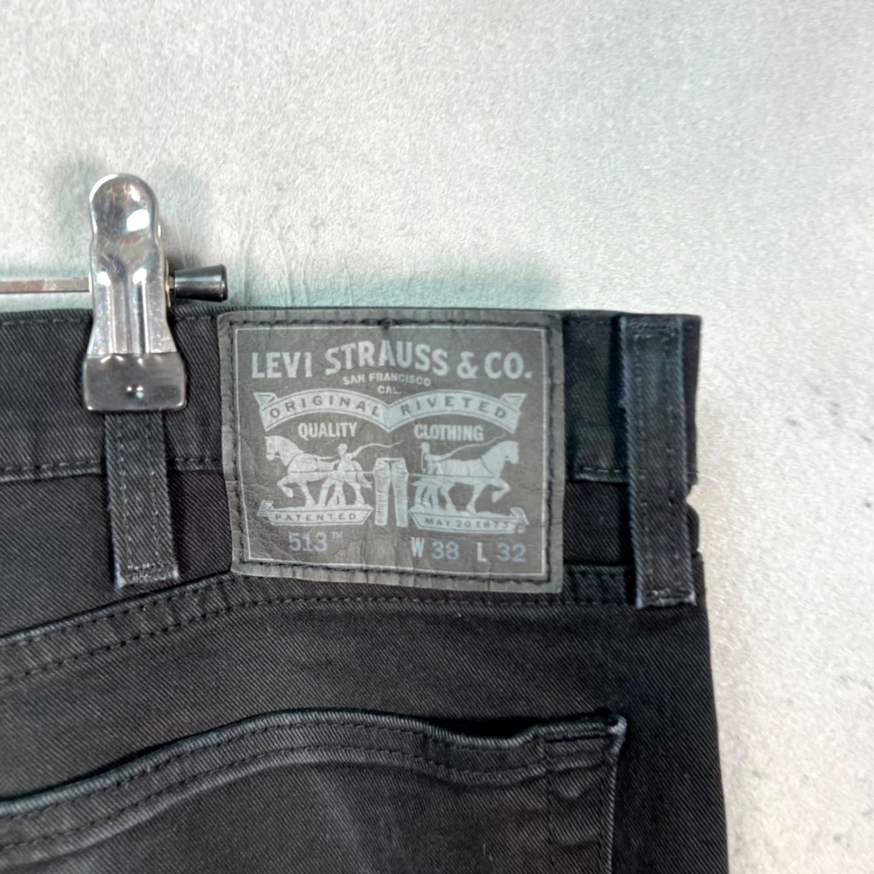 Levi's Levi's 513 Jeans Slim Straight Black Cotton Blend Denim 38x32 Mens Regular Modern 5-Pocket Zip Vintage No Size US 38 / EU 54 - 3 Thumbnail