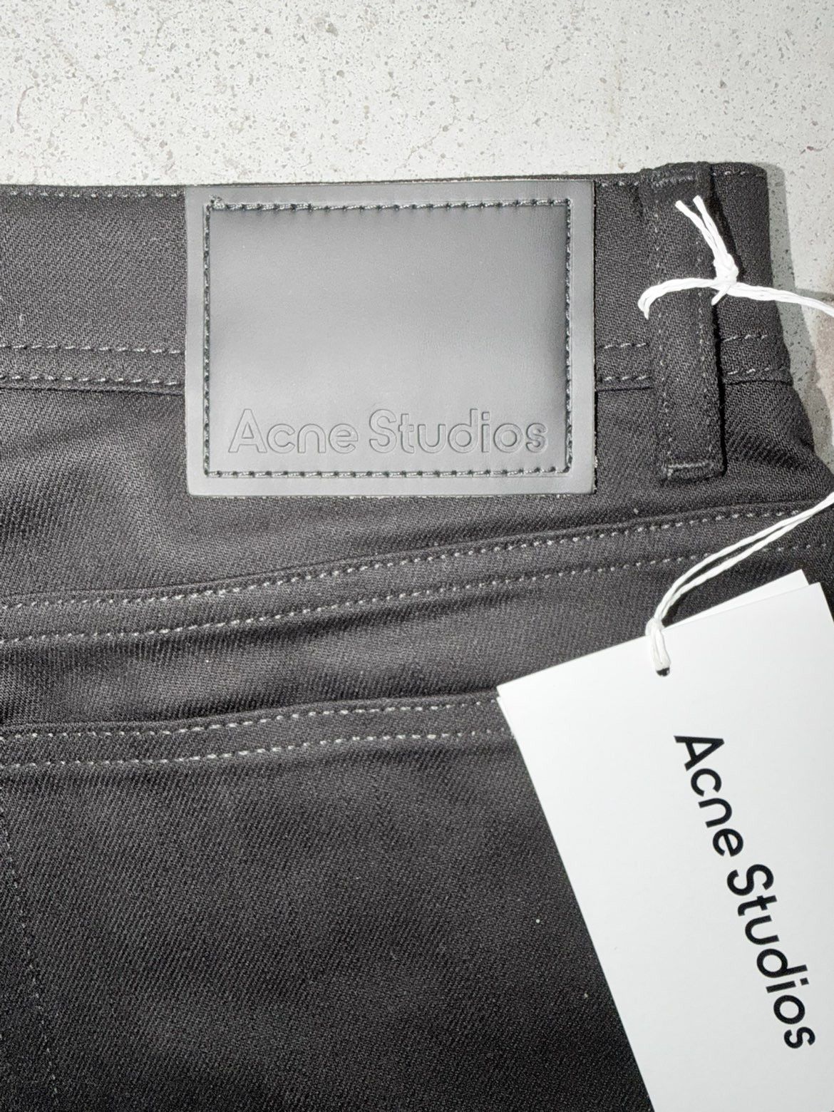 Acne Studios North Stay Black Leather Patch Denim Jeams Size US 33 - 3 Thumbnail