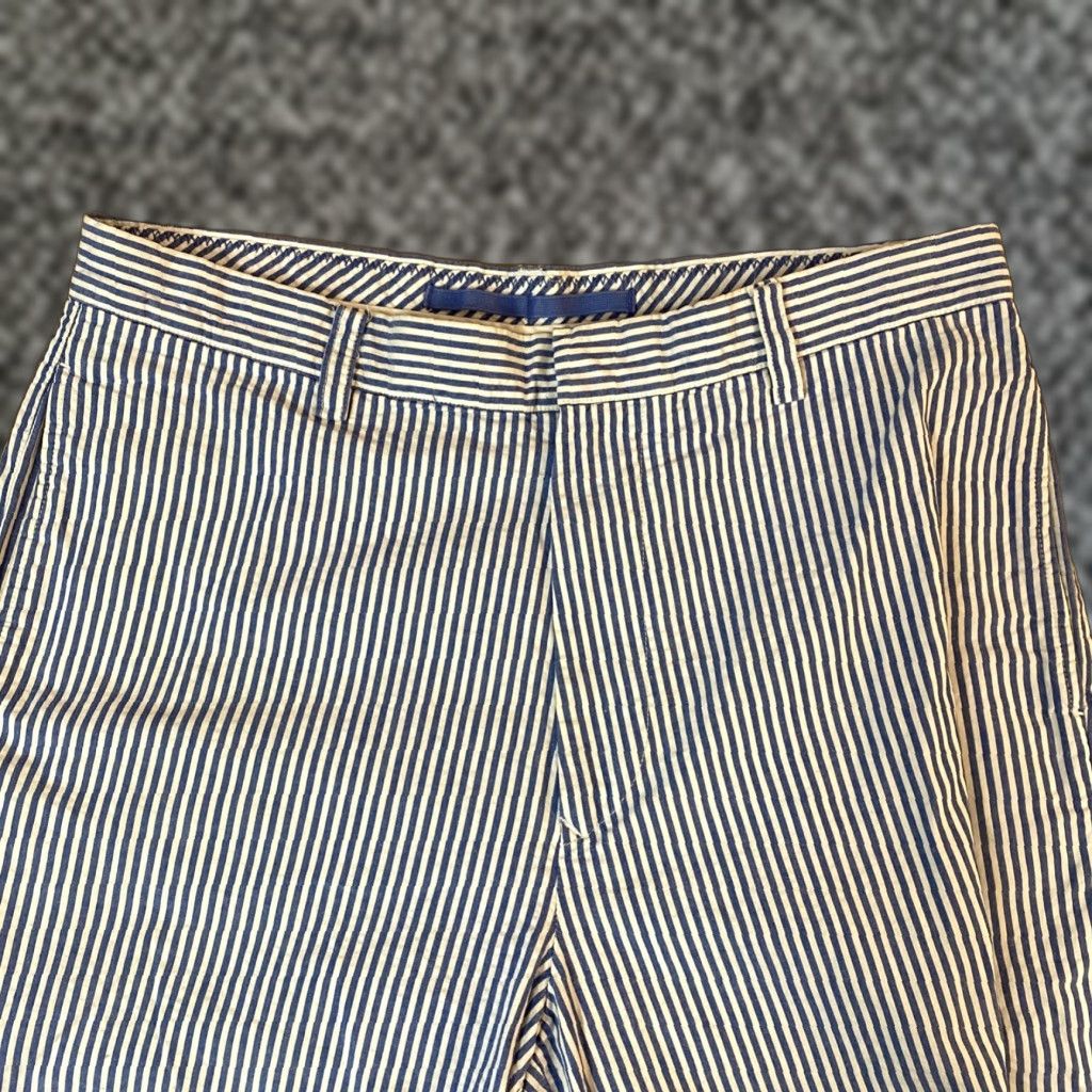 Nautica Nautica Shorts Mens 34 Seersucker Chino Classic Fit Blue Striped 9" Clipper Size US 34 / EU 50 - 1 Thumbnail