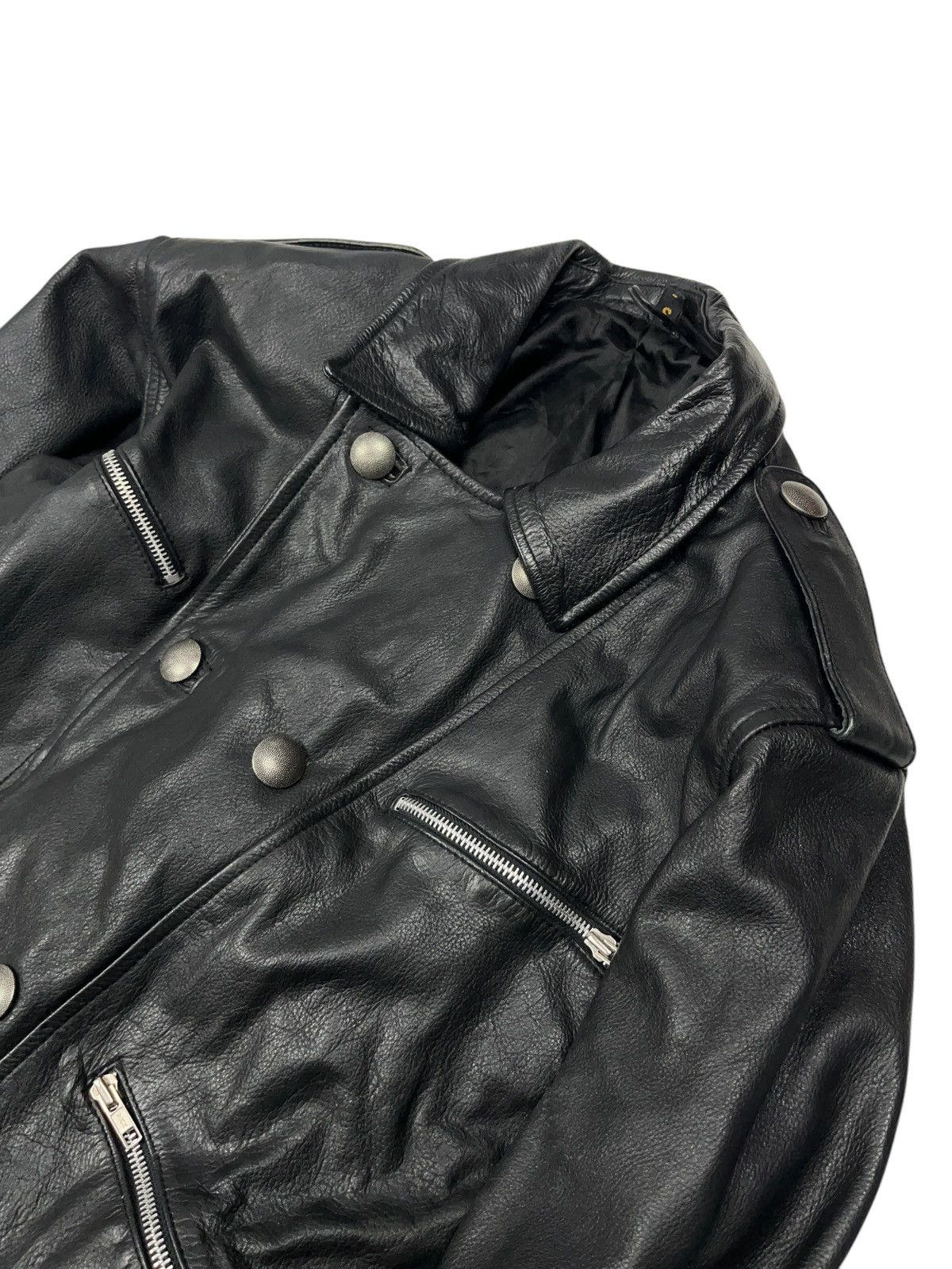 Vintage Vintage Leather Biker Belted Jacket Avant Garde Size S / US 4 / IT 40 - 5 Thumbnail