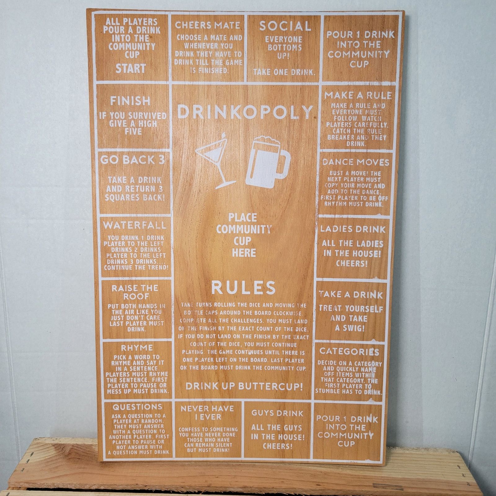 Other Drinkopoly Wooden Game Board (NO Pieces, Board ONLY) Size ONE SIZE - 1 Thumbnail