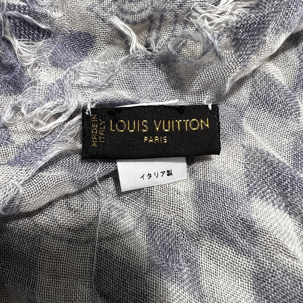Louis Vuitton LOUIS VUITTON Cashmere Silk Damier Azur Monogram Print Scarf Size ONE SIZE - 7 Thumbnail