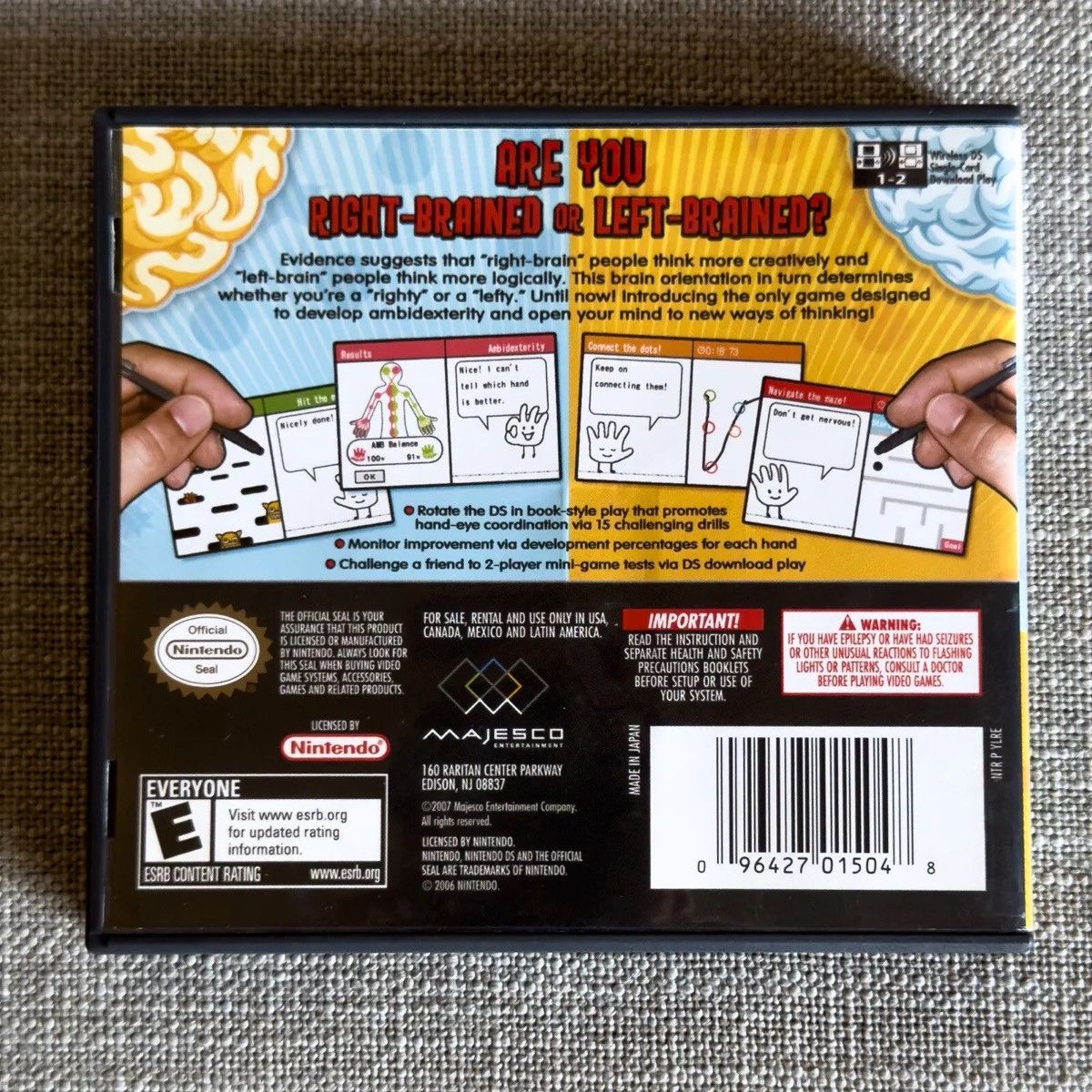 Nintendo Left Brain Right Brain 2007 Nintendo DS Lite 3DS CIB Size ONE SIZE - 5 Thumbnail
