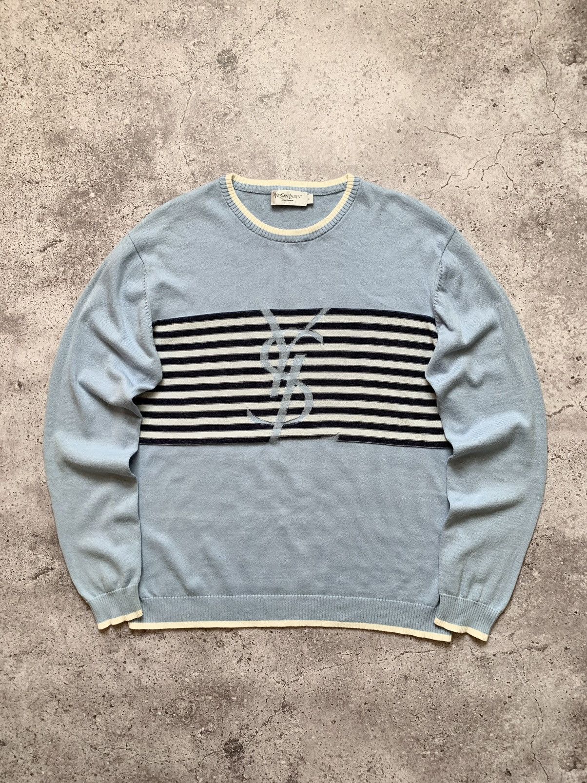 Vintage × Yves Saint Laurent Yves Saint Lauren Knit Sweater Big Logo Baggy Long Sleeve Size US L / EU 52-54 / 3 - 1 Thumbnail