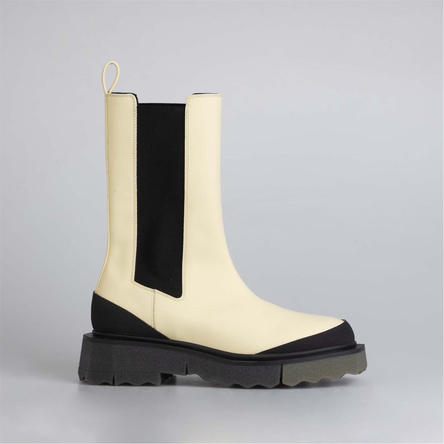 Off-White o1g2r1mq0125 Calf Sponge Chelsea Boots in Cream & Black Size US 8.5 / IT 38.5 - 1 Thumbnail