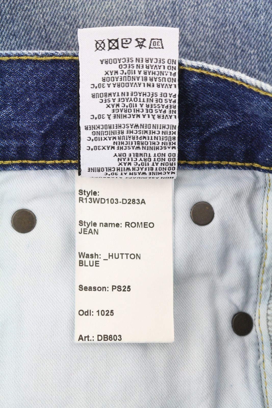 R13 ROMEO 28 Hutton Blue Faded Zip Fly Jeans 87173 Size 28" / US 6 / IT 42 - 9 Thumbnail