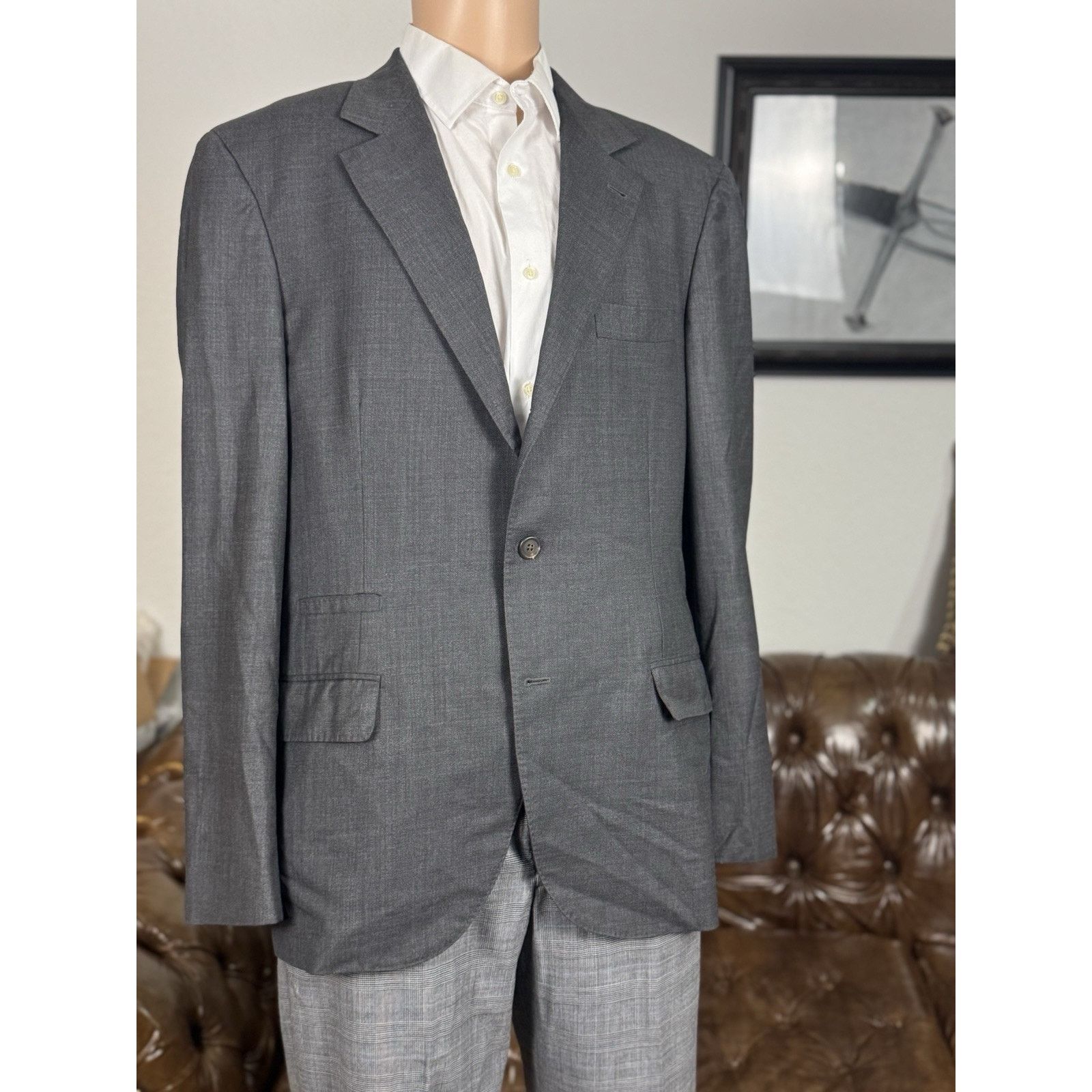 Brunello Cucinelli Brunello Cucinelli Charcoal Wool Sportcoat Jacket 54 IT 44US Size 44R - 1 Thumbnail