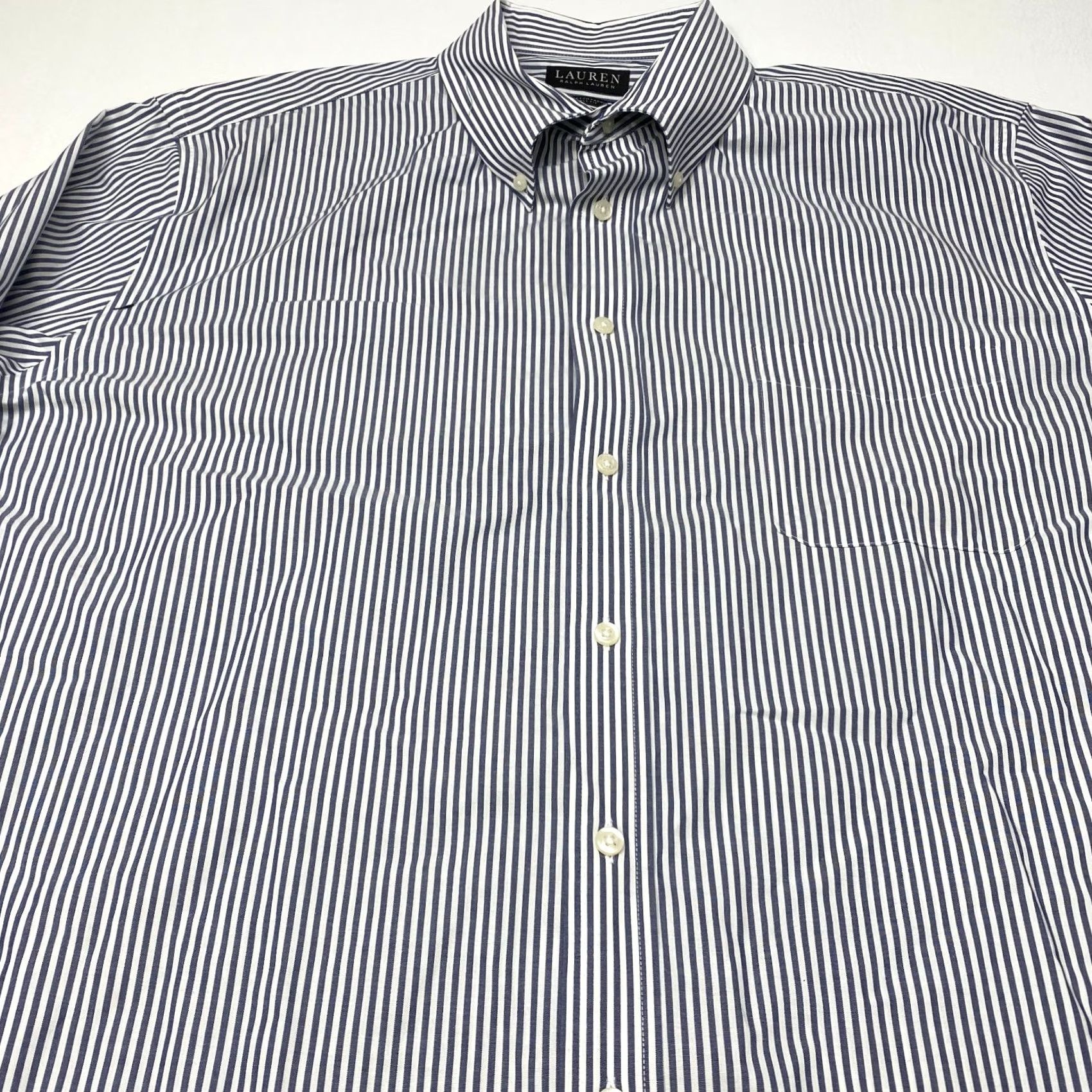 Ralph Lauren VINTAGE Ralph Lauren Shirt Mens 18 Gray White Striped Button Up Long Sleeve Stretch 7850 Size US XXL / EU 58 / 5 - 6 Thumbnail