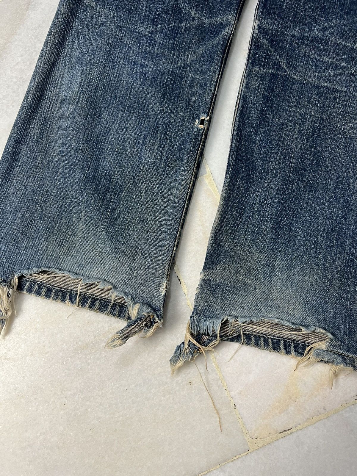 Edwin 💥INSANE💥 Vintage 90’s Edwin 505x Distressed Selvedge Jeans Size US 28 / EU 44 - 10 Thumbnail
