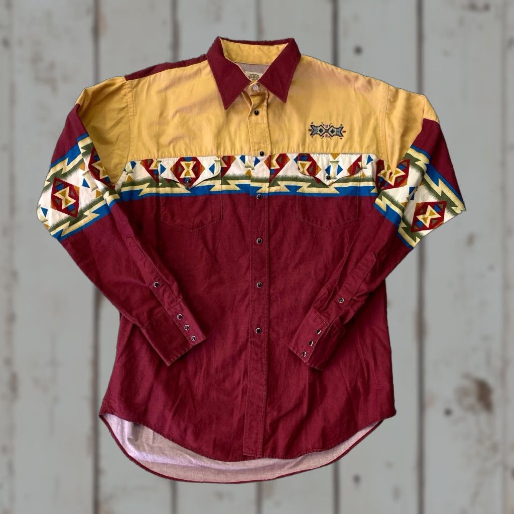 Vintage VINTAGE Old El Paso Shirt Works Western Button-Down Long Sleeve Red White Pearl Snap L Mens Shirt Button-Up Cowboys Western Retro USA Mens Size US L / EU 52-54 / 3 - 1 Thumbnail