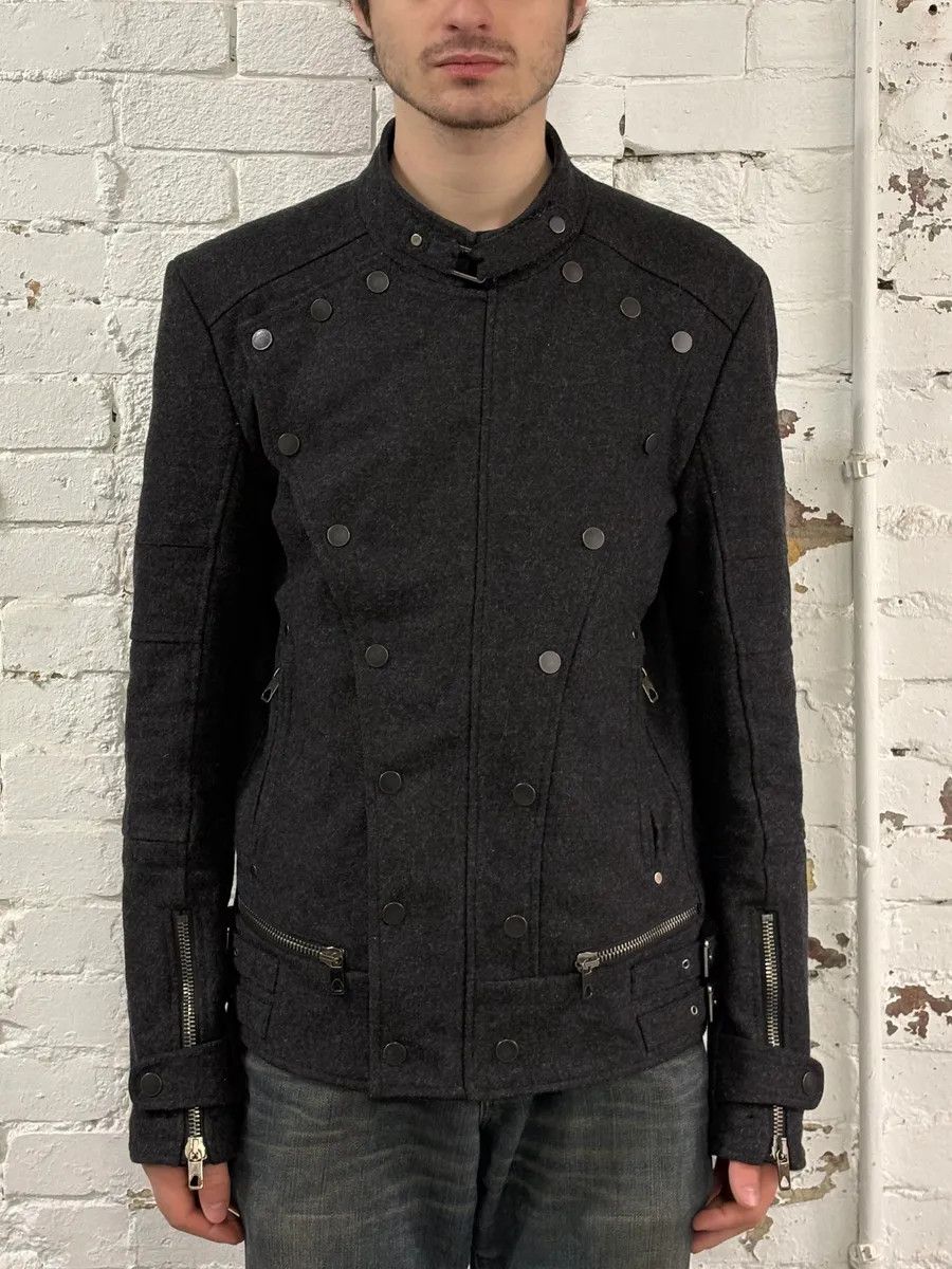 Diesel Diesel Black Gold Grey Wool Officer Buttoned Biker Jacket Size US S / EU 44-46 / 1 - 2 Thumbnail