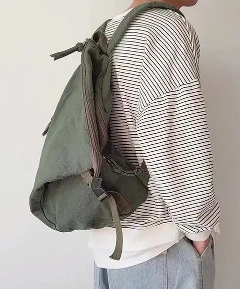 Japanese Brand Retro y2k irregular canvas backpack aesthetic Size ONE SIZE - 3 Thumbnail