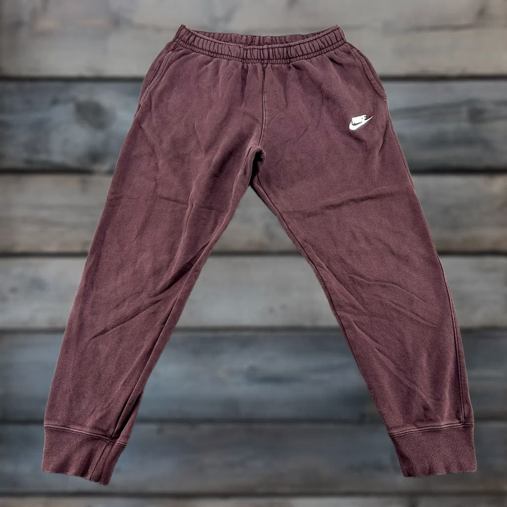 Nike Nike Pants Mens M Red Maroon Jogger Fleece Swoosh Drawstring Cotton Solid Size US 31 - 1 Thumbnail