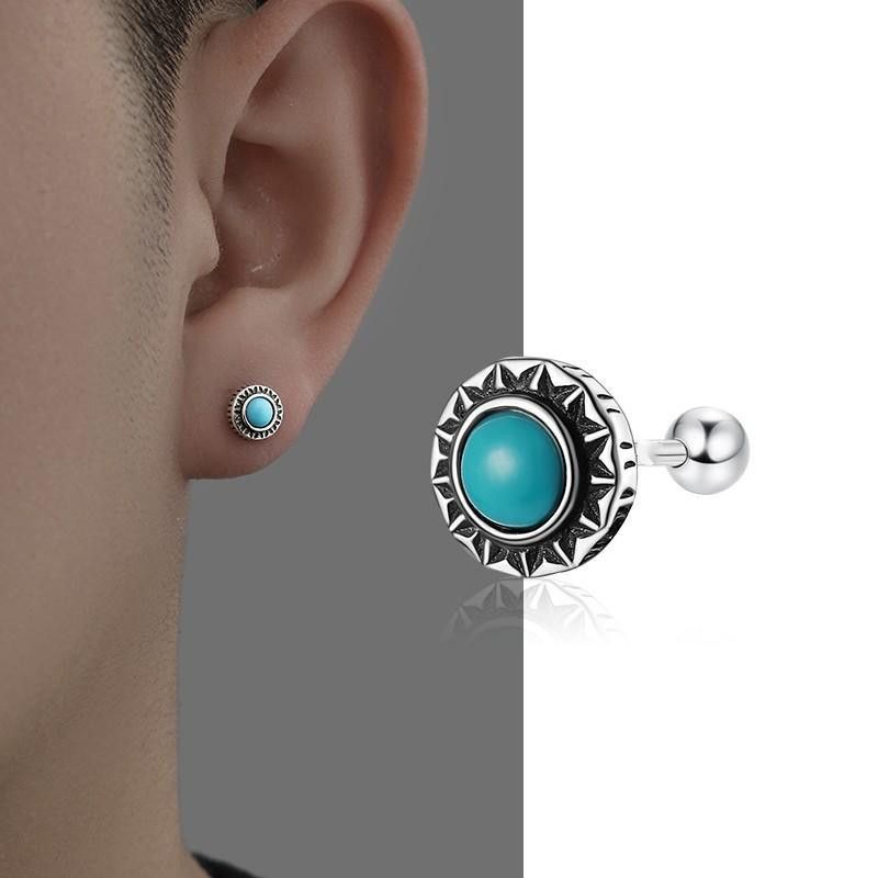 Jewelry Turquoise Stone Hip-hop Earrings One Pairs Chrome Jewelry Size ONE SIZE - 3 Thumbnail
