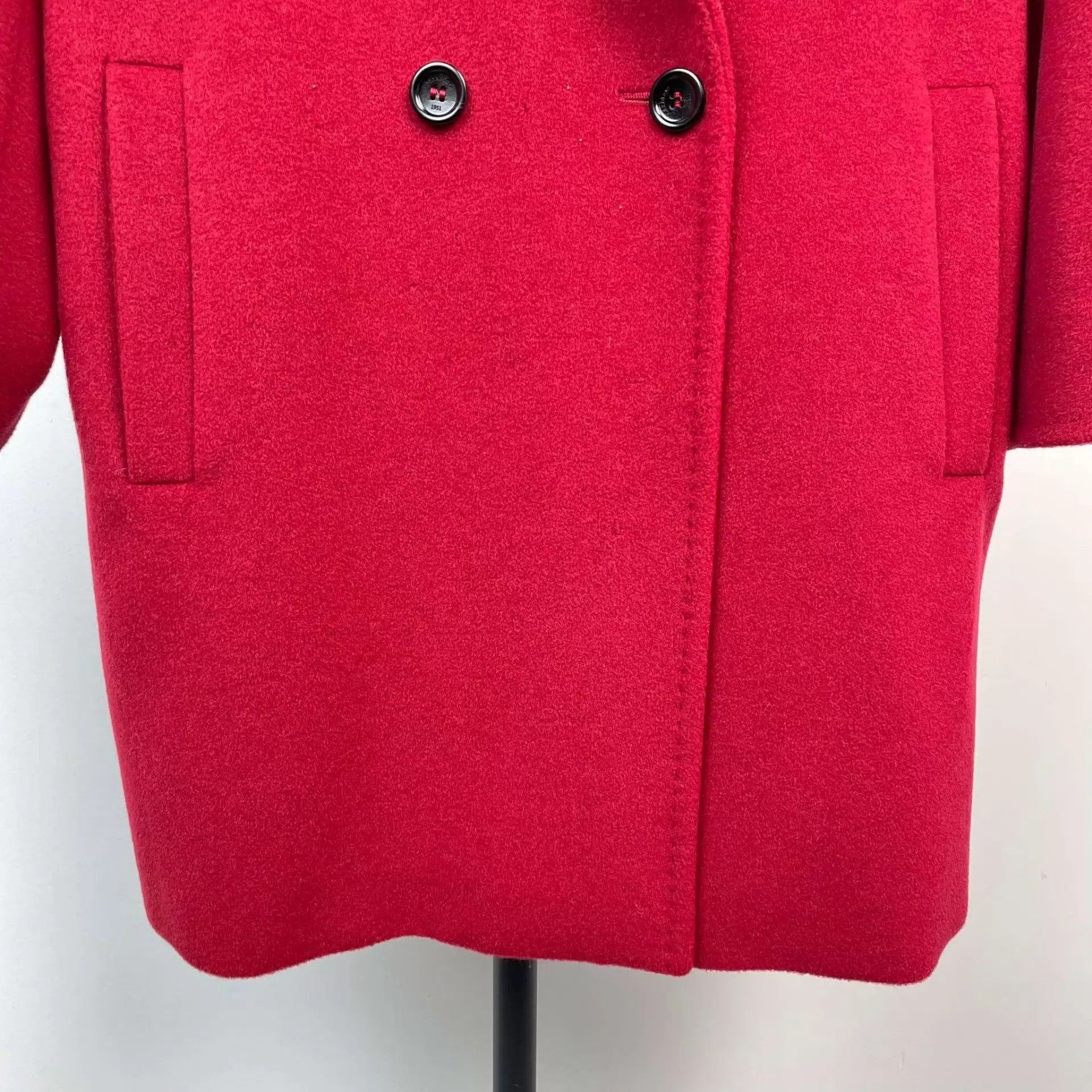 Max Mara 98 New MaxMara Red Double-Breasted Wool Coat Size XS / US 0-2 / IT 36-38 - 8 Thumbnail