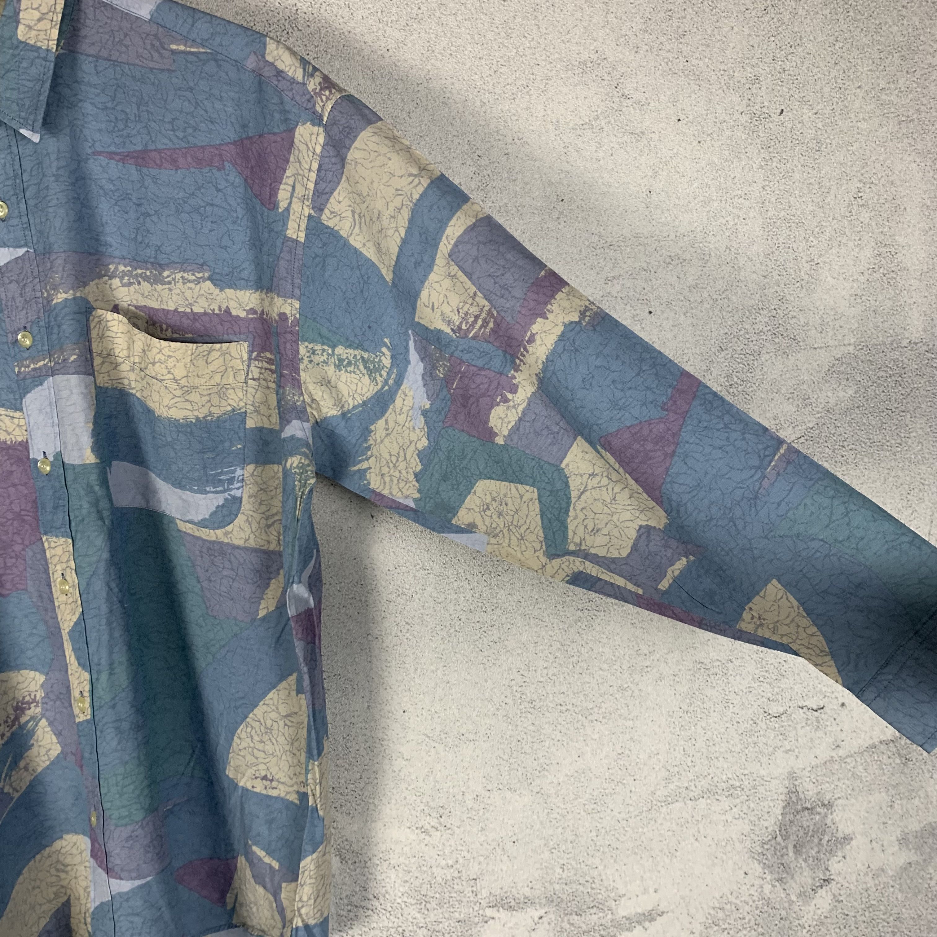 Vintage Vintage Wheit Okk Printed Shirt Abstract Art Light Blue Size US L / EU 52-54 / 3 - 5 Thumbnail