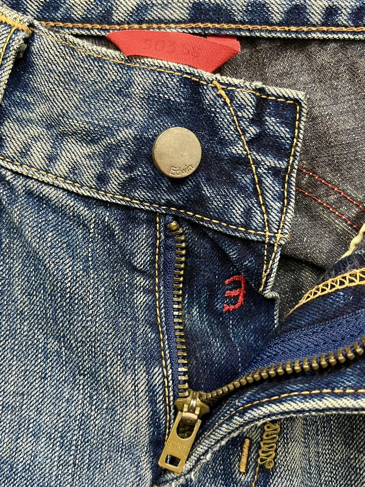Edwin 🔥Vintage Aging Patina Distressed Denim Süper Flare Jeans Size US 31 - 14 Thumbnail