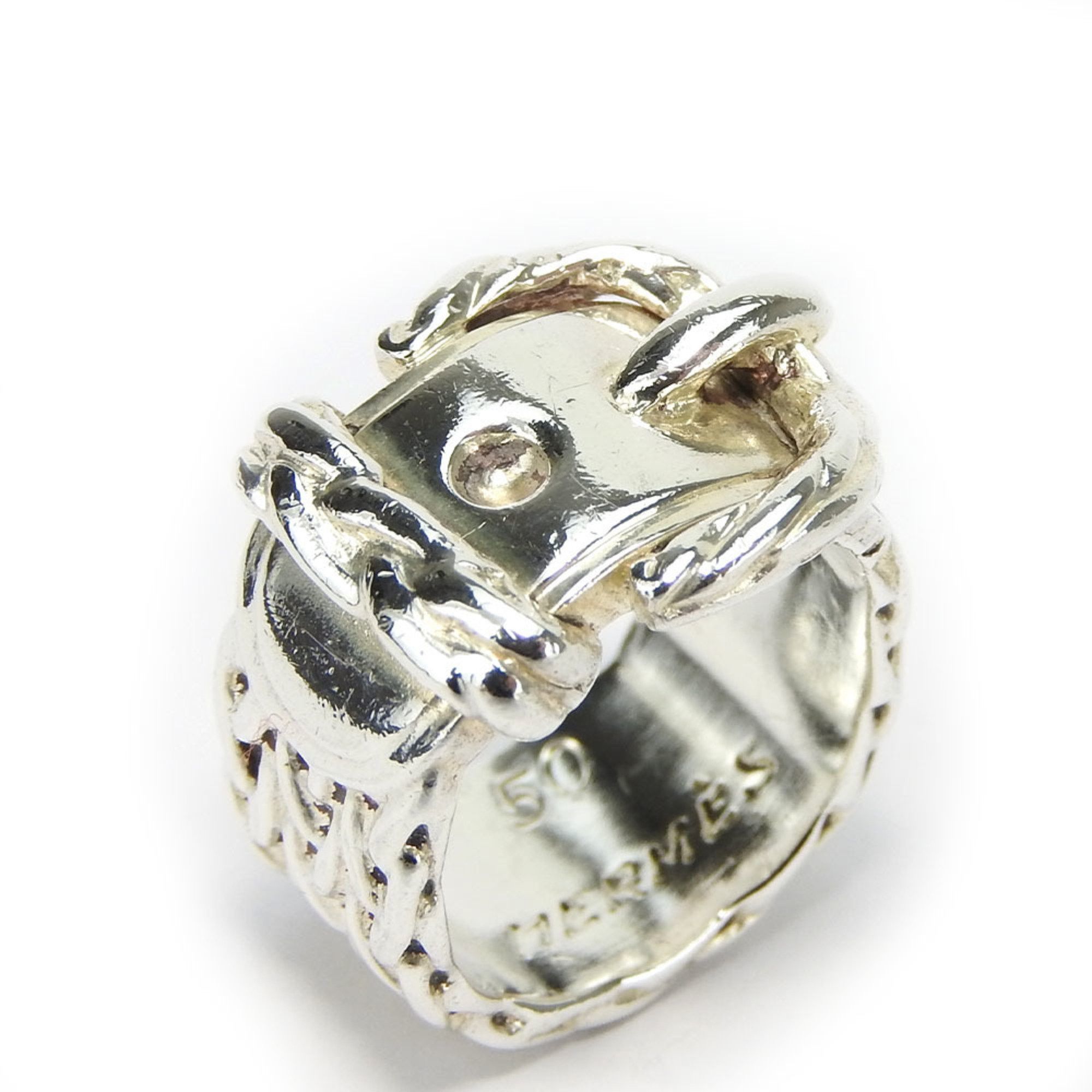 image of Hermes Ring Diane 50 Silver 925 Approx. 11.9G Belt Motif Women's Hermes