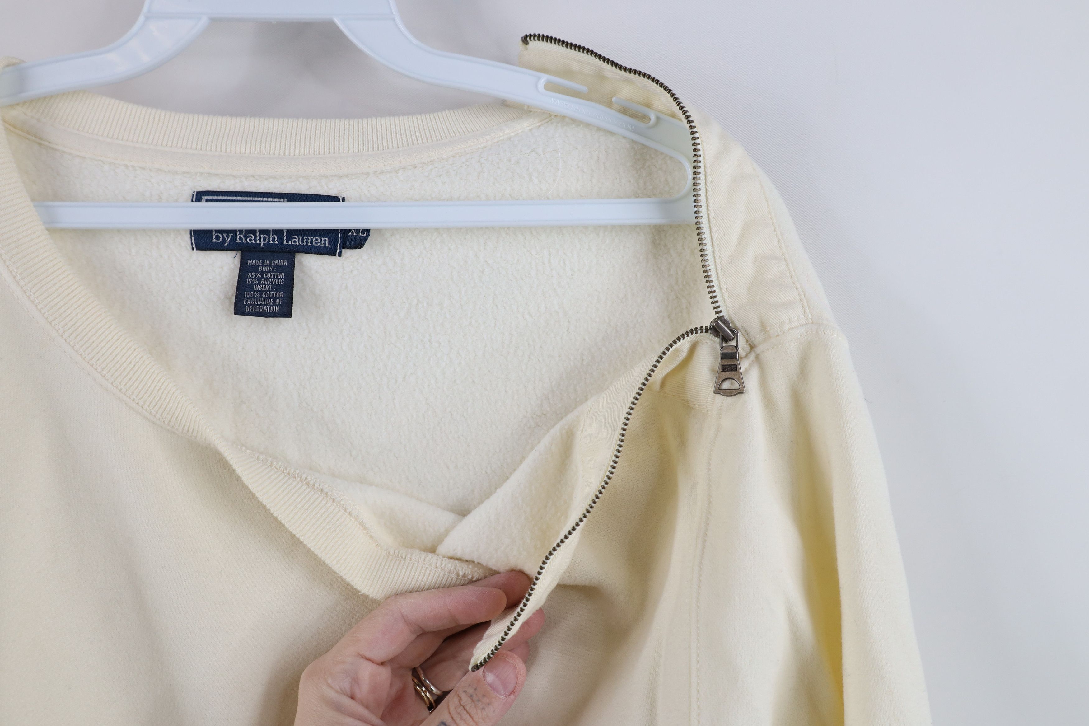 Ralph Lauren Vintage 90s Ralph Lauren Commando Military Sweatshirt Cream Size US XL / EU 56 / 4 - 5 Thumbnail