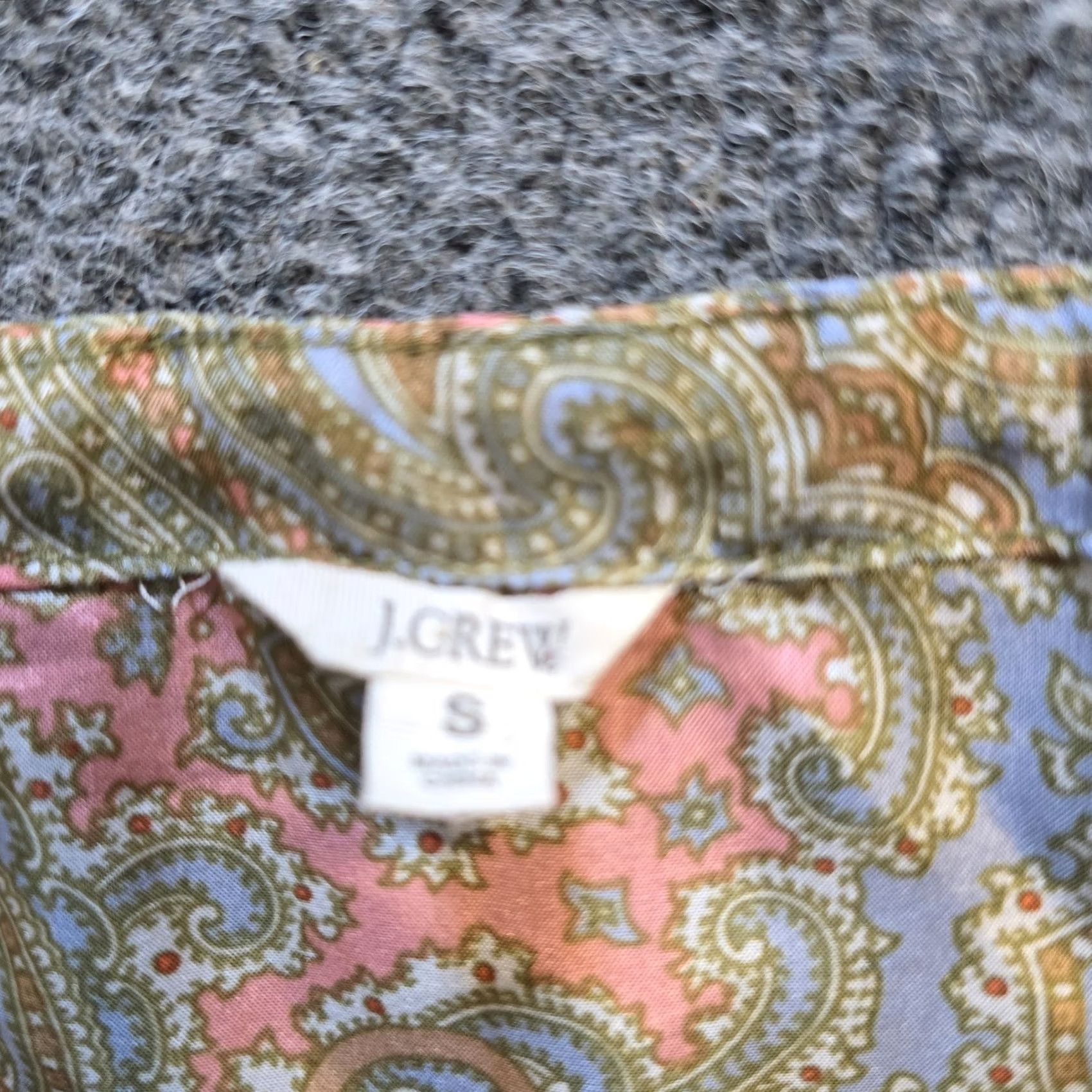 J.Crew J.CREW Blouse Womens Small Pink Silk Paisley Round Neck Boxy Casual Career Size S / US 4 / IT 40 - 4 Thumbnail