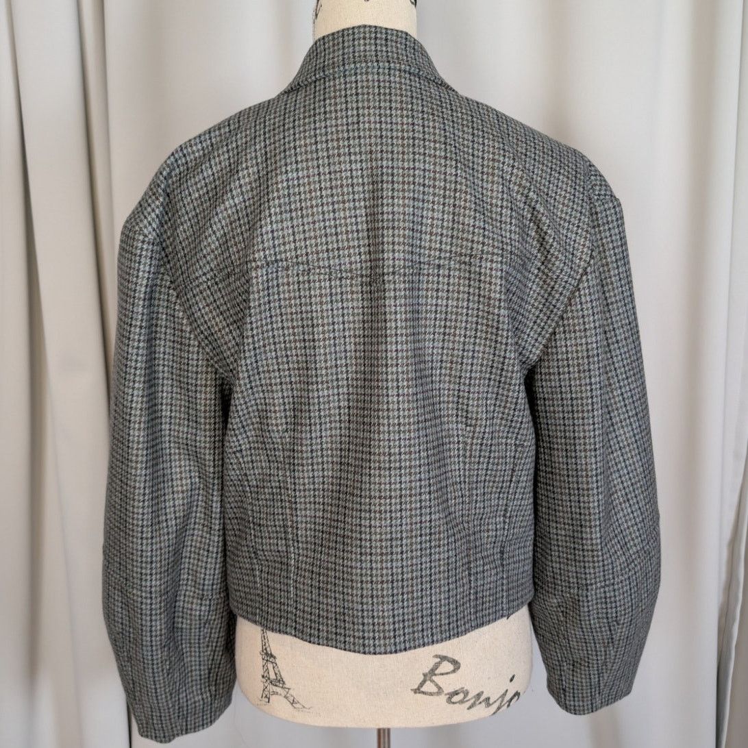 Veronica Beard Veronica Beard Sybille Cropped Houndstooth Wool Blend Blazer Size M / US 6-8 / IT 42-44 - 18 Thumbnail