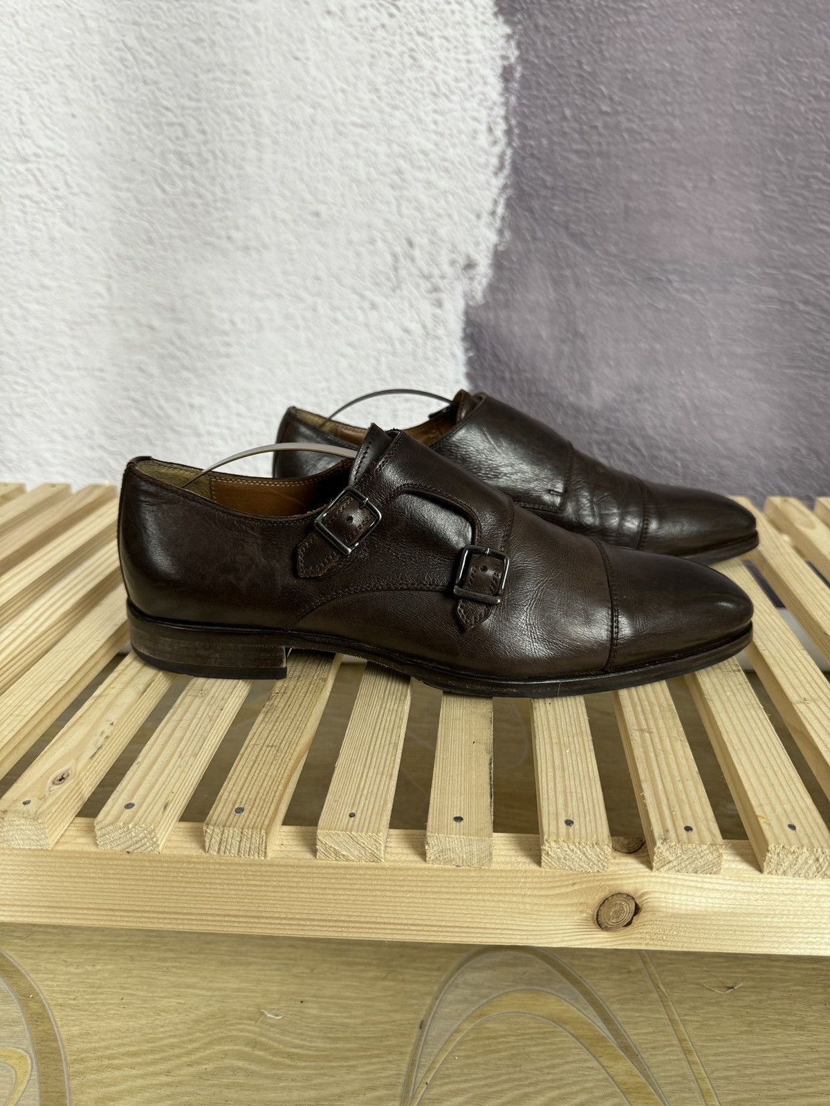 Genuine Leather Benci Broether Leather double monk brown casual shoes formal Size US 9.5 / EU 42-43 - 1 Thumbnail