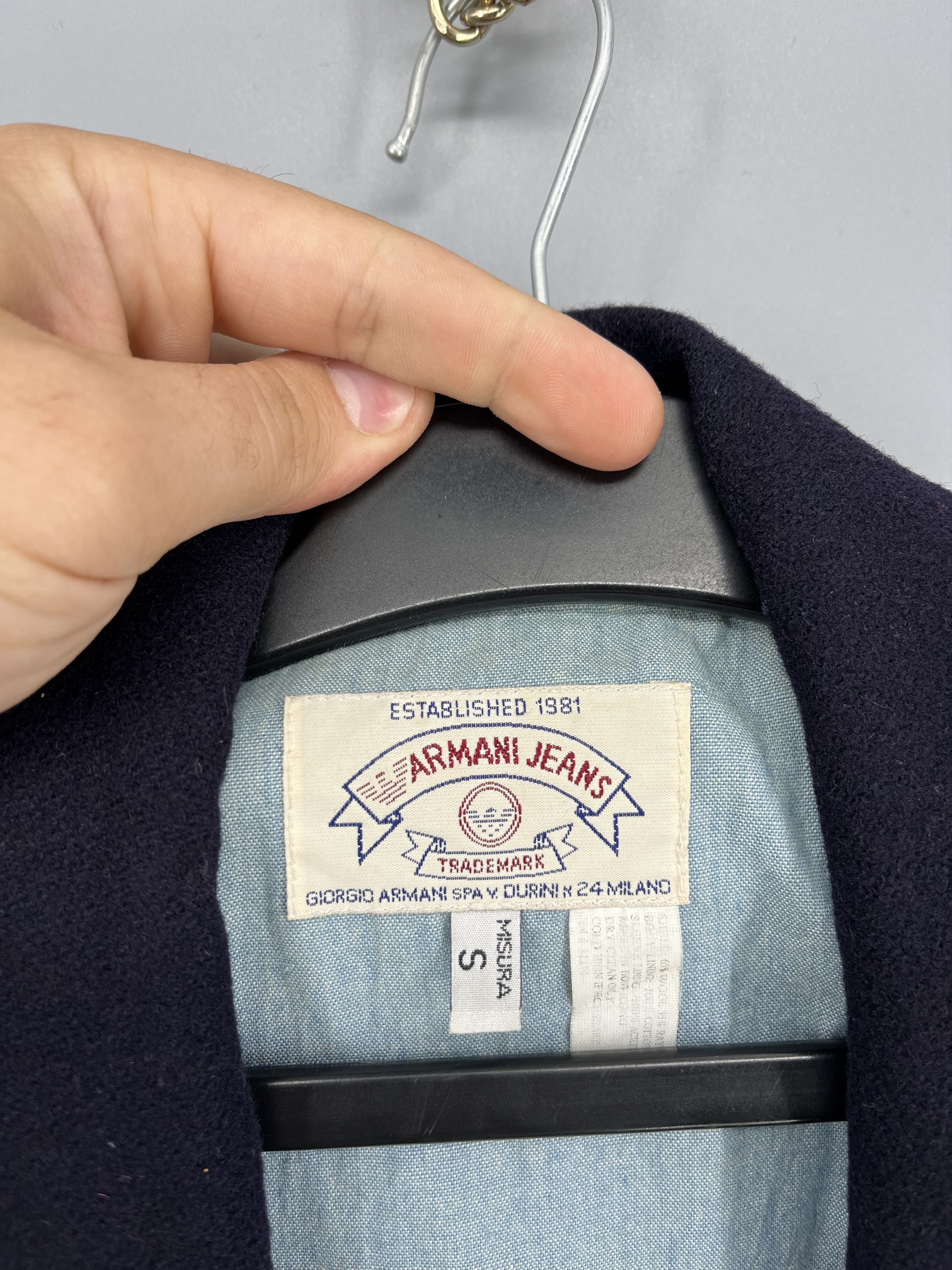 Giorgio Armani Vintage 90S Armani Jeans Navy Wool Coat Large Size 38S - 6 Thumbnail