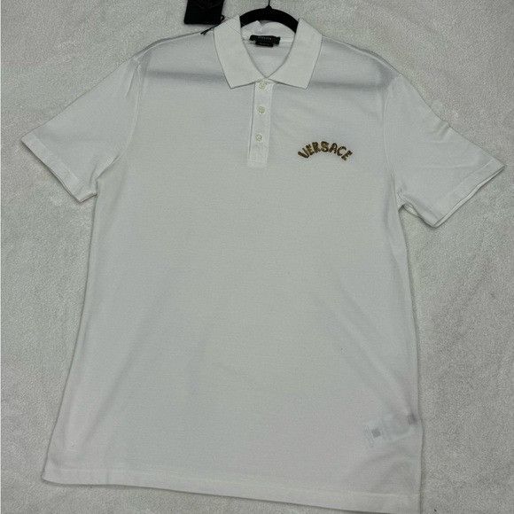 Versace Versace Seashell Baroque-Logo Polo Shirt White Gold Men’s La Size US L / EU 52-54 / 3 - 2 Thumbnail
