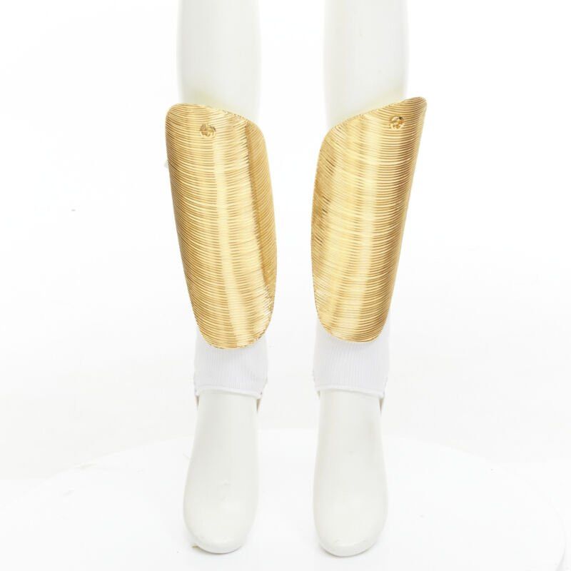 Gucci rare GUCCI Alessandro Michele 2019 Runway GG logo gold padded shin guards socks Size ONE SIZE - 1 Thumbnail