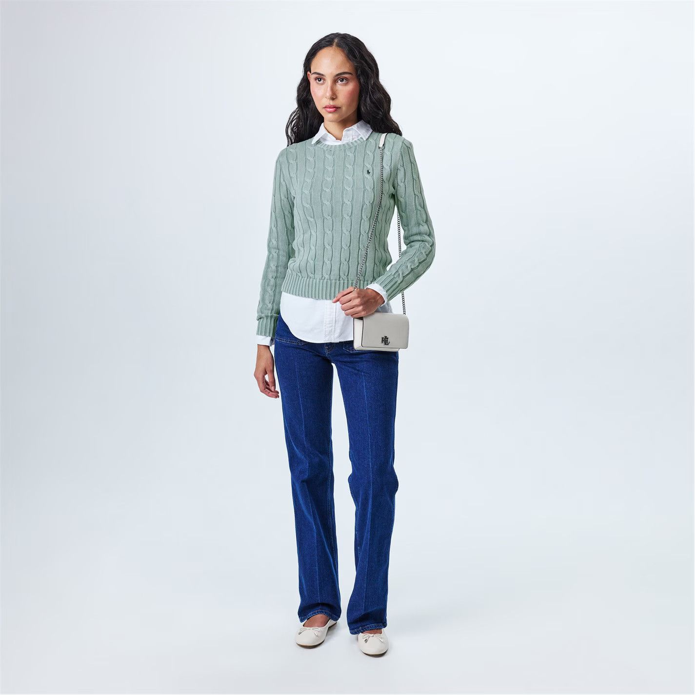 Polo Ralph Lauren o1g2r1mq0825 Cable-Knit Jumper in Light Chambray Size XL / US 12-14 / IT 48-50 - 6 Thumbnail
