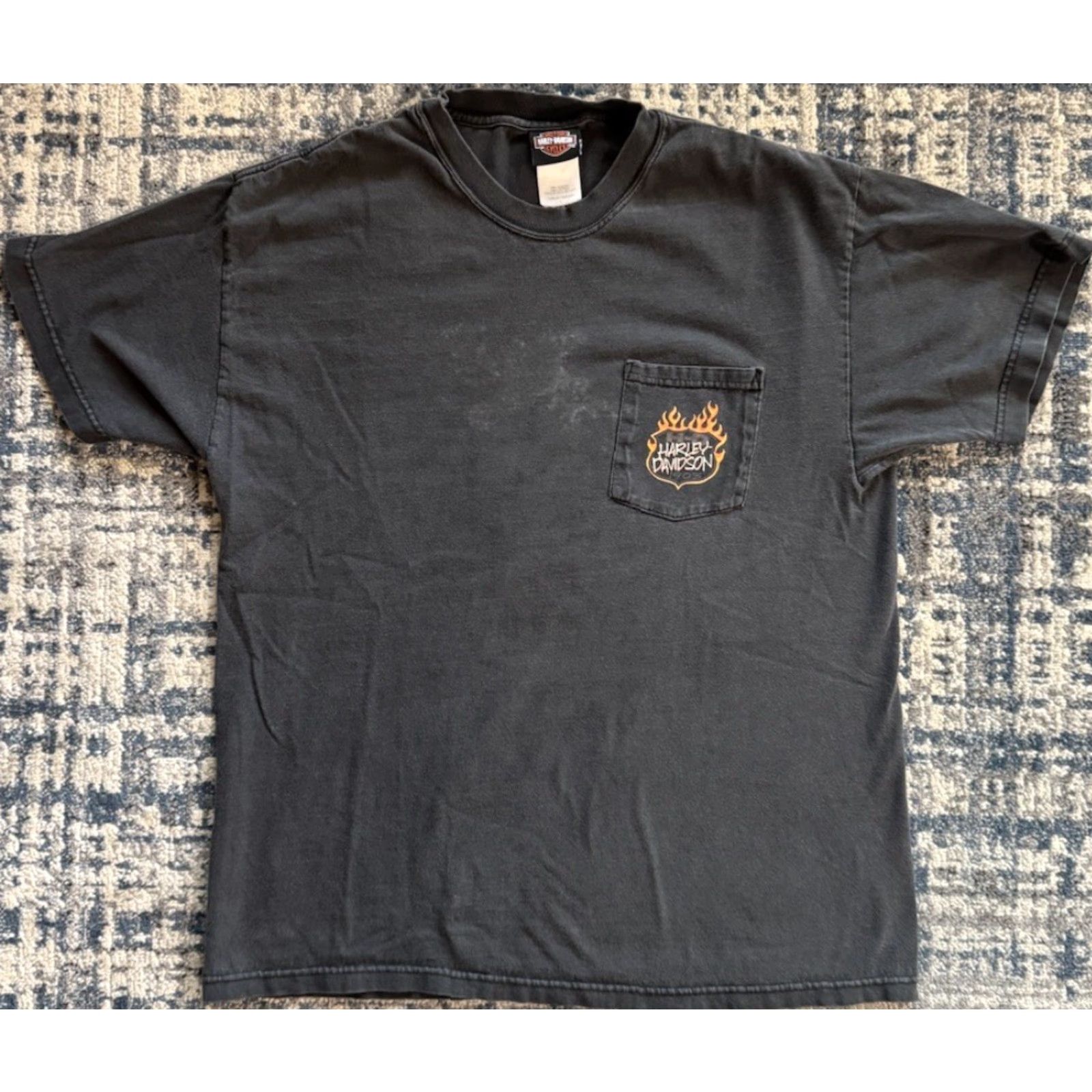 Harley Davidson VINTAGE Harley-Davidson Motorcycles Pocket Tee T-Shirt Logo Graphic Print Black 2003 2000s Men L Crew Neck Short Sleeve Pockets Biker Motorcycle TX Size US L / EU 52-54 / 3 - 2 Thumbnail