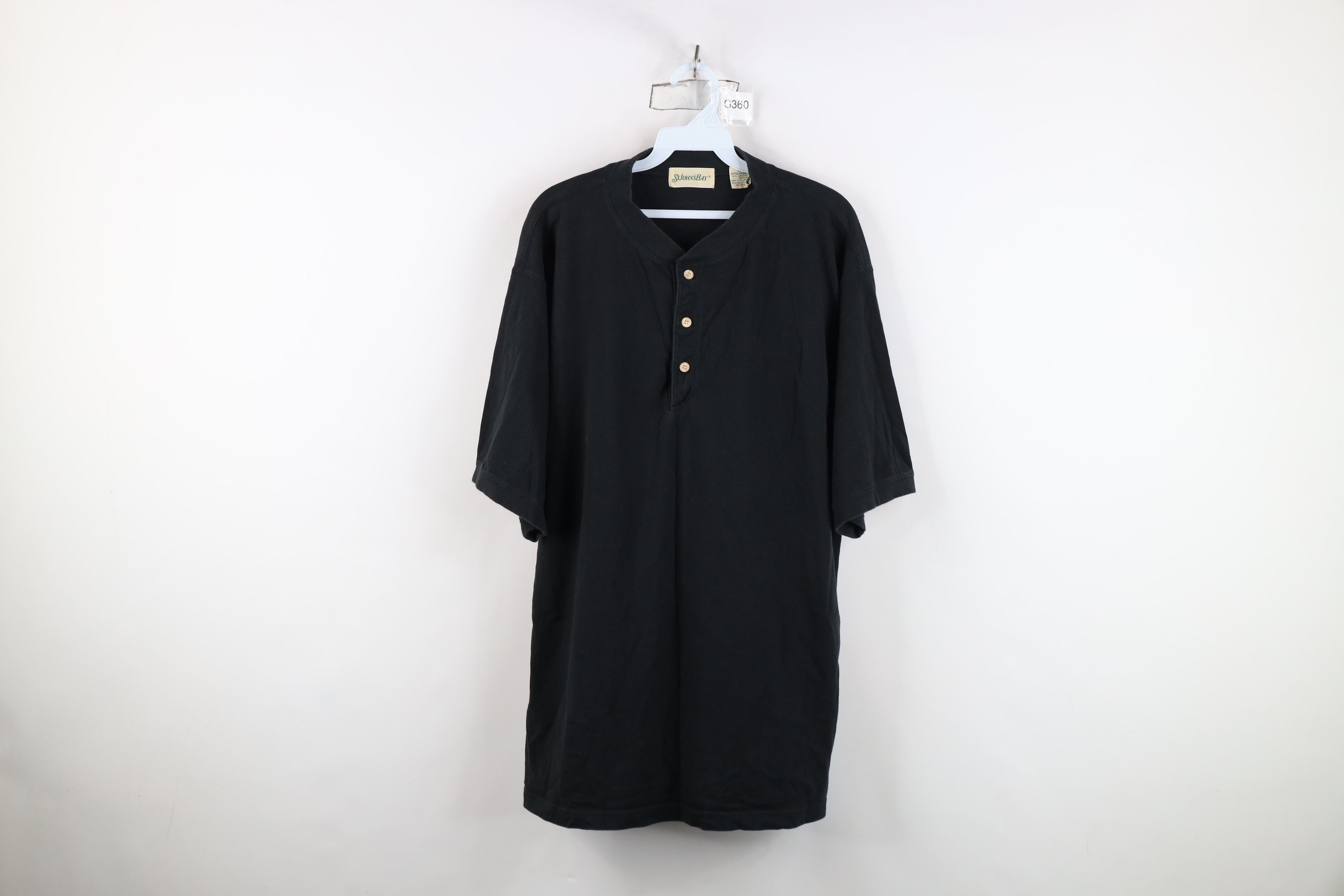 Vintage Vintage 90s Streetwear Heavy Cotton Henley T-Shirt Black Size US XL / EU 56 / 4 - 1 Thumbnail