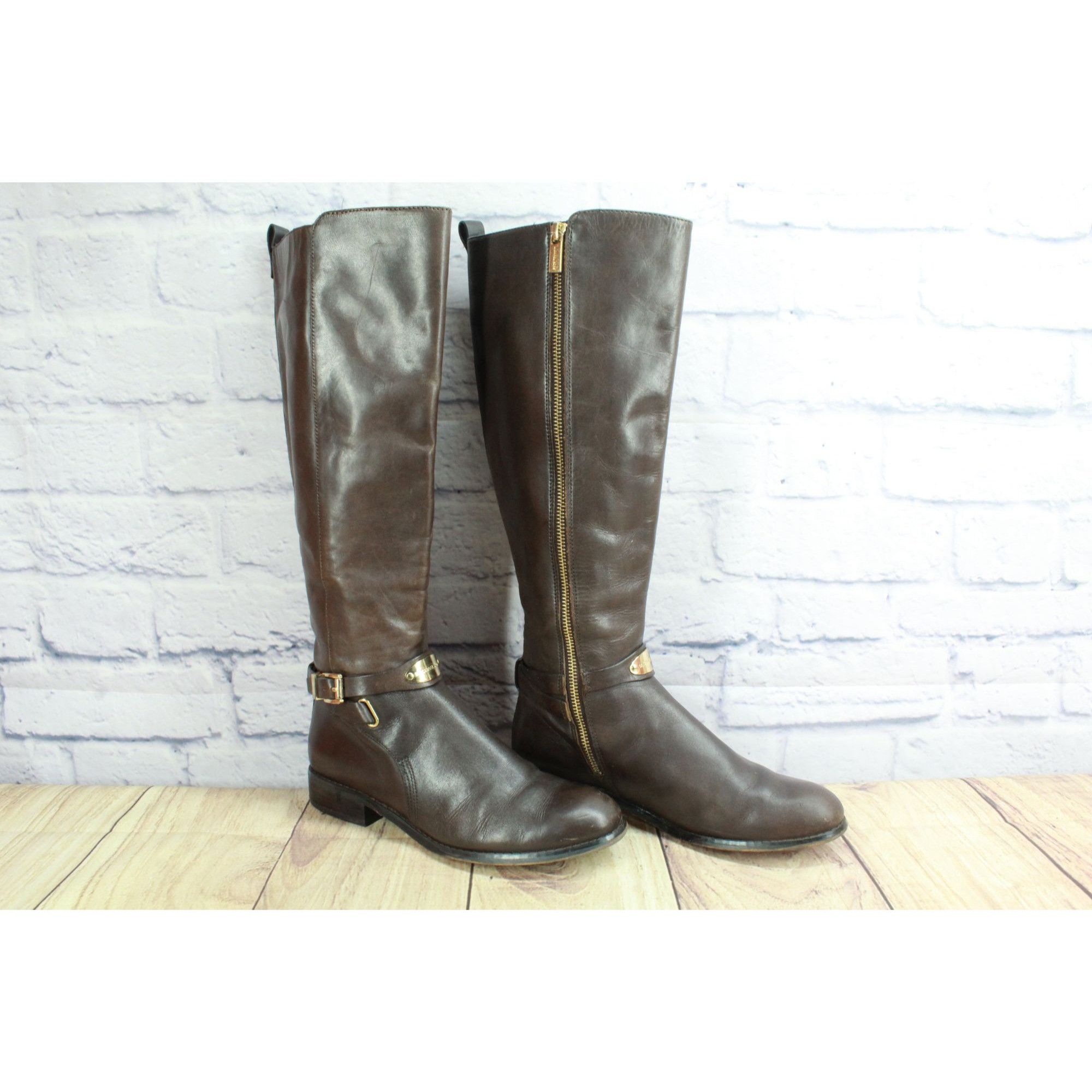 Michael Kors Michael Michael Kors Women’s Arley Brown Leather Riding Boot Size US 7.5 / IT 37.5 - 3 Thumbnail
