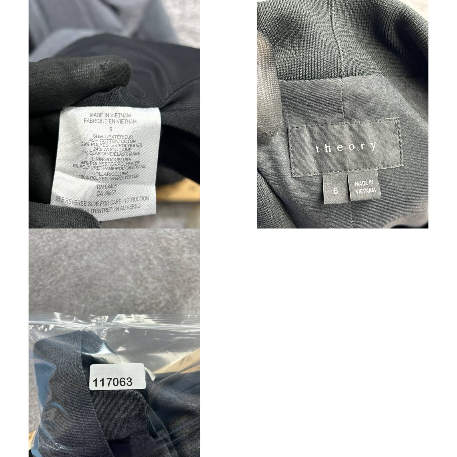 Theory Theory Blazer Jacket Womens 6 Gray Cotton Stretch Notch Lapel Tailored Lined Wool Tuxedo Short Single-Breasted Size M / US 6-8 / IT 42-44 - 8 Thumbnail