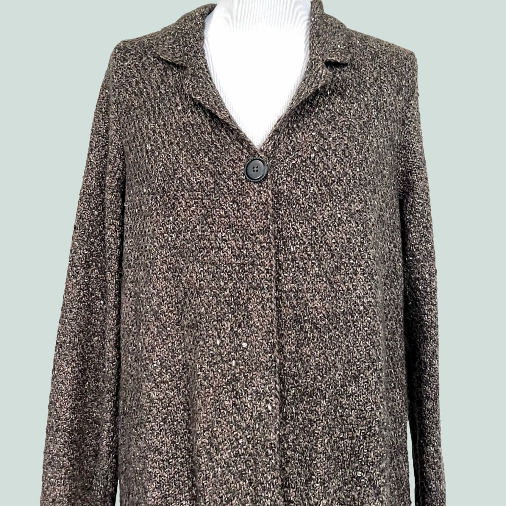 J. Jill J.Jill Cardigan Sweater Boucle Duster Brown Cotton Blend Women’s S Cardigan Cozy Winter Wool Blend (Note: No new info; only rearranged) Size S / US 4 / IT 40 - 1 Thumbnail