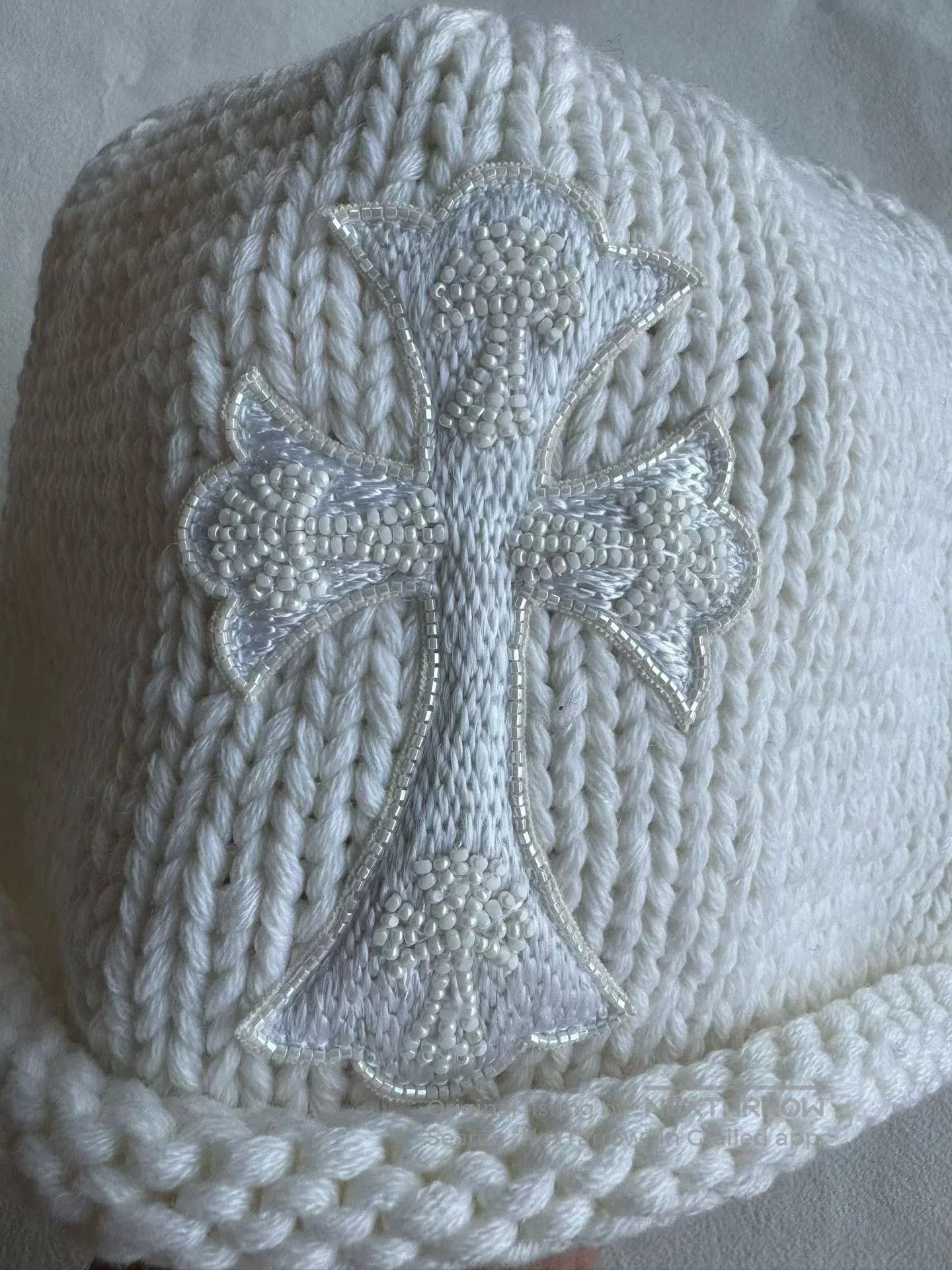 Chrome Hearts Chromehearts New White Pearl Cross Cashmere Beanie. Size ONE SIZE - 3 Thumbnail