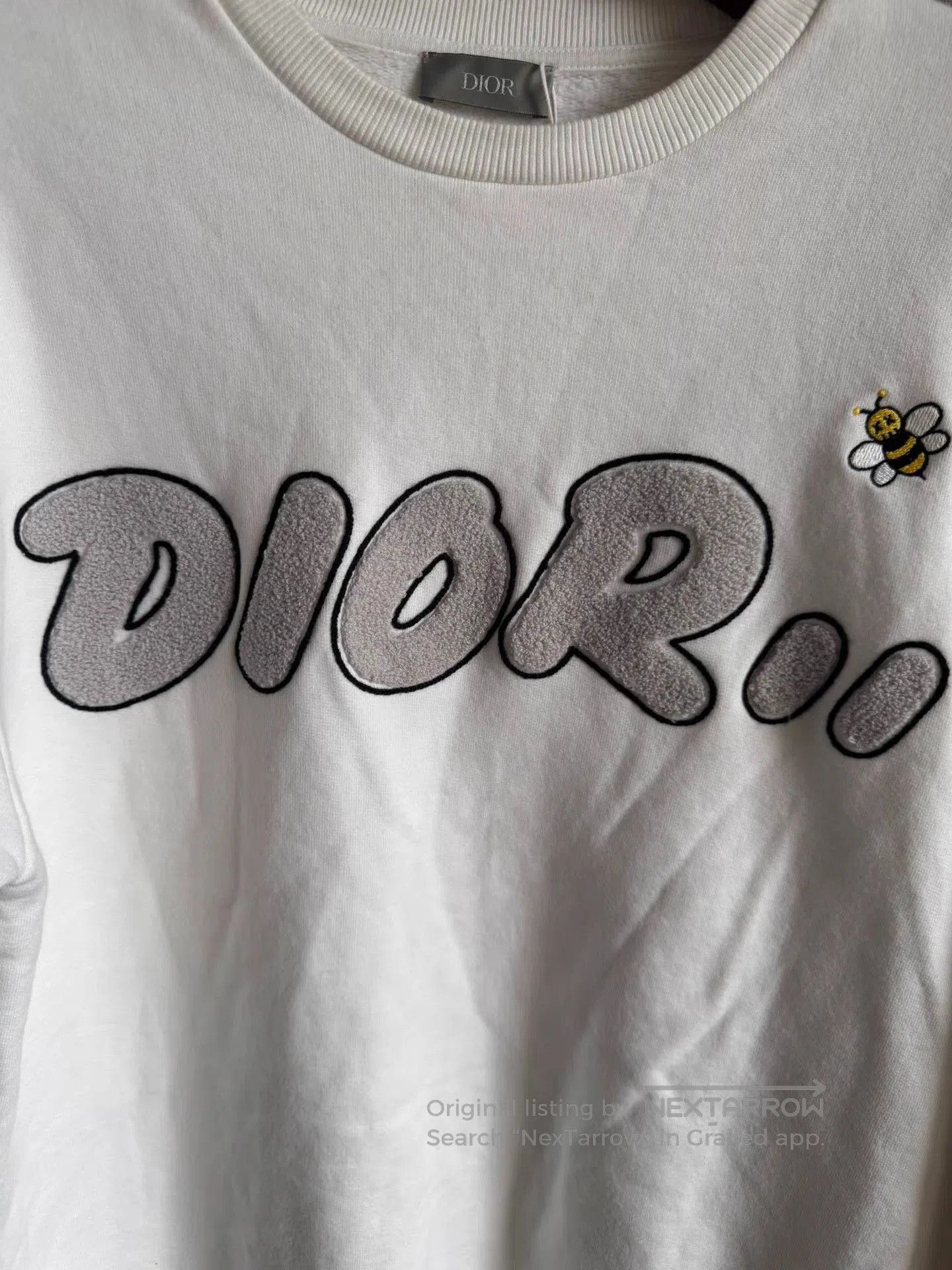 Dior White Long Sleeve Sweatshirt with Embroidered Design. Size US M / EU 48-50 / 2 - 3 Thumbnail