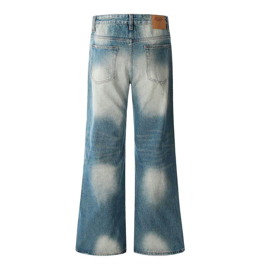 Japanese Brand × Jean Men's distressed loose flared punk washed contrast jeans Size US 32 / EU 48 - 3 Thumbnail