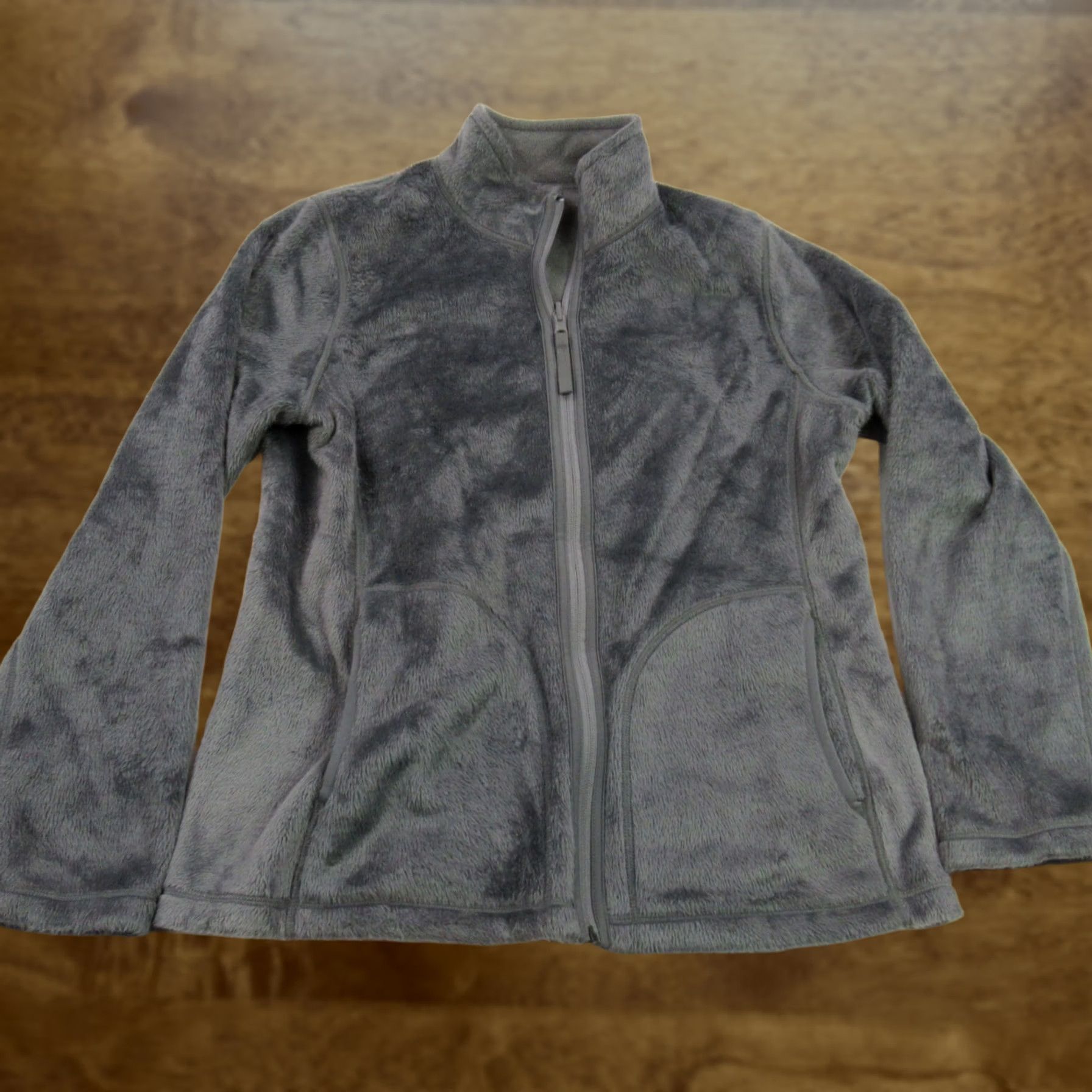 Vintage Womens Jacket Large Gray Long Sleeve Full Zip Lightweight Reversible Pockets Size L / US 10 / IT 46 - 1 Thumbnail