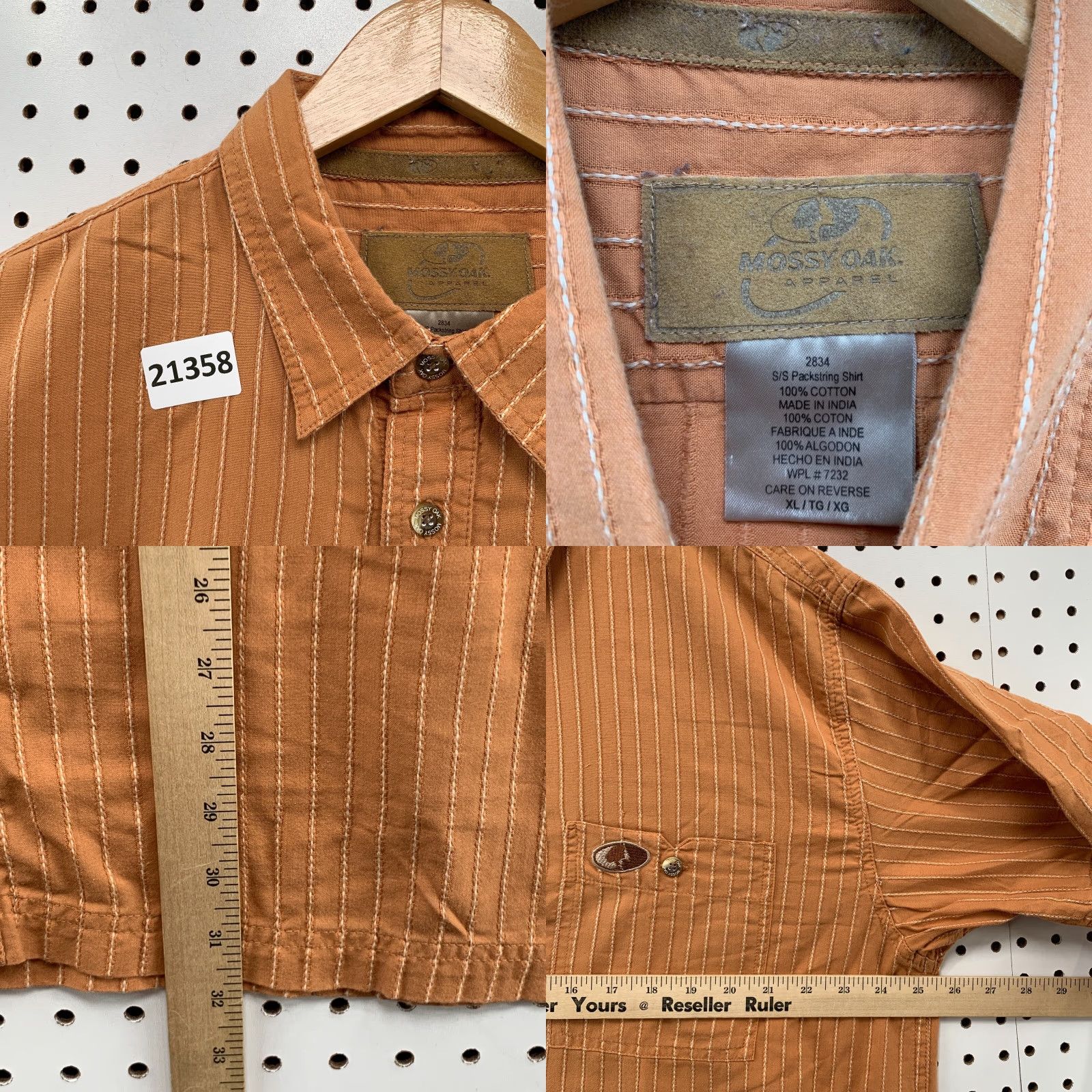 Vintage Mossy Oak Button Shirt Orange Short Sleeve Pocket Mens Medium 25.5x32 Size US M / EU 48-50 / 2 - 8 Thumbnail