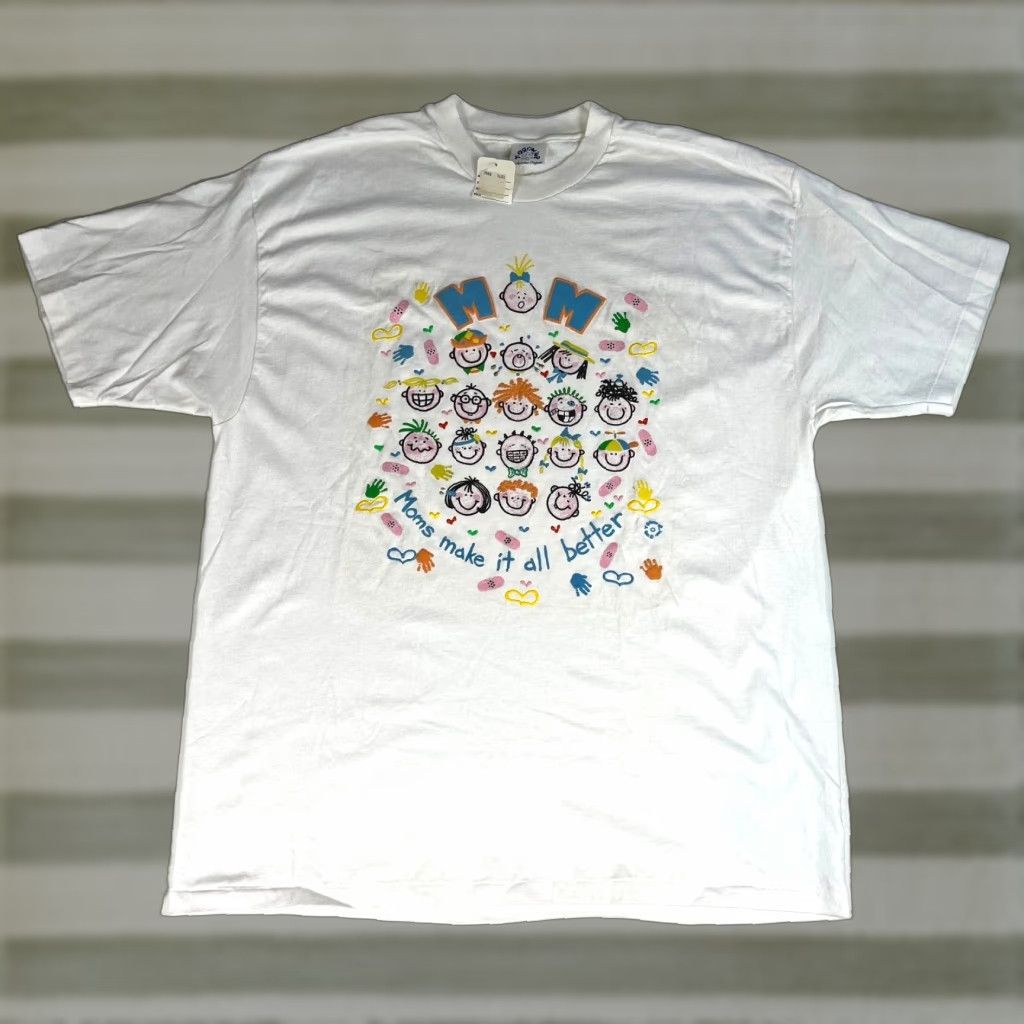 Vintage VINTAGE Y-Grow-Up T-Shirt Unisex Adults 2XL White 100% Cotton Hand Painted 80s MOMs Make it All Better NOS Single Stitch Size XXL / US 16-18 / IT 52-54 - 1 Thumbnail