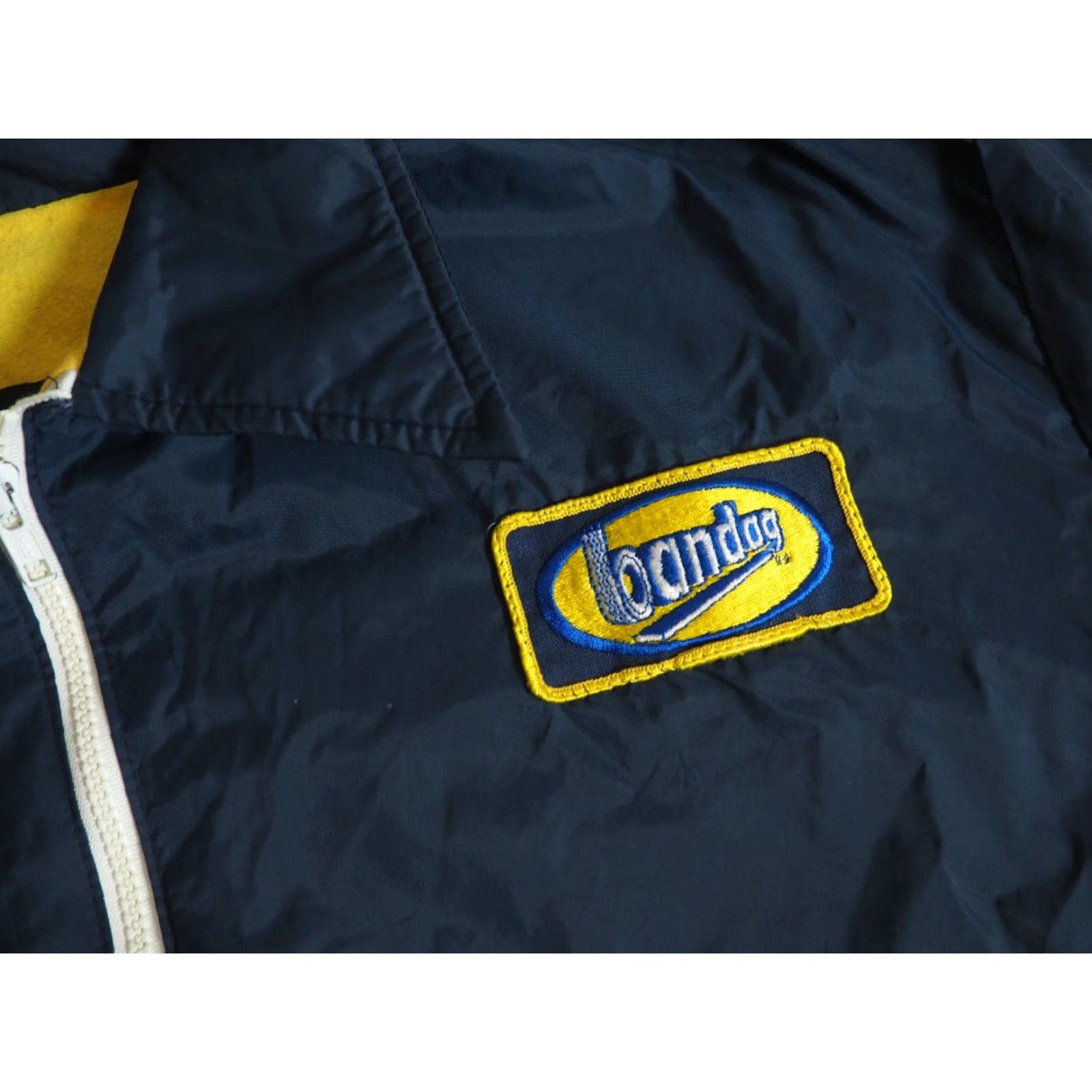 Vintage VTG 70s Swingster BANDOG Navy Blue Yellow Satin Nylon Striped Jacket USA XL Shirt Mens Size US XL / EU 56 / 4 - 4 Thumbnail