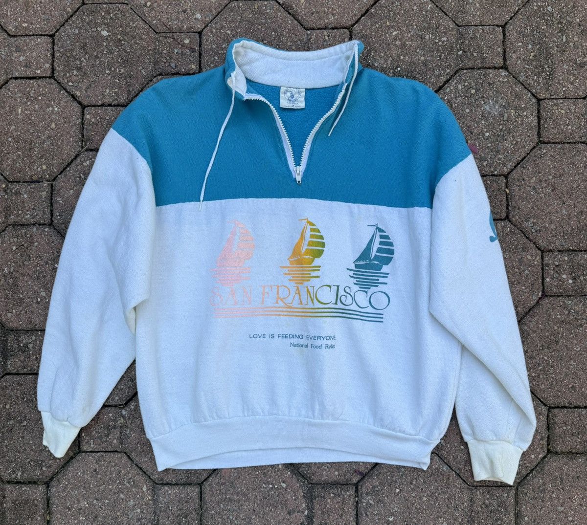 Vintage Vintage California Surf Hoodie Zip Up 1970s Rare Blue/White Size M / US 6-8 / IT 42-44 - 1 Thumbnail