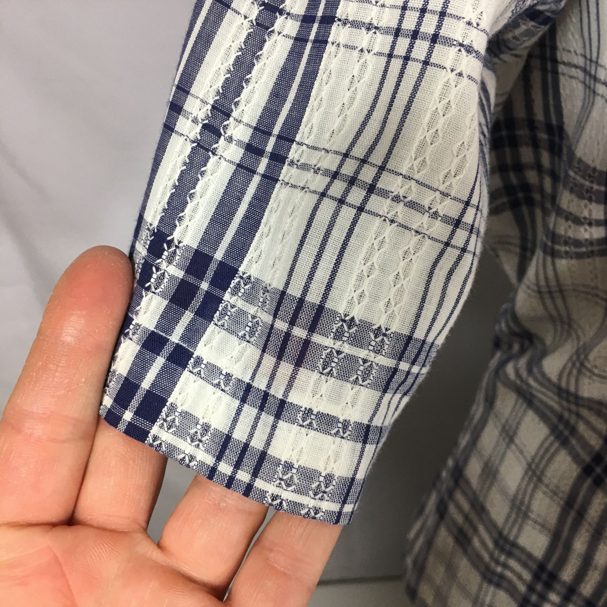 Arrow Vtg Arrow Textured SANFORIZED PLUS Blue White Plaid Shirt Size US L / EU 52-54 / 3 - 6 Thumbnail