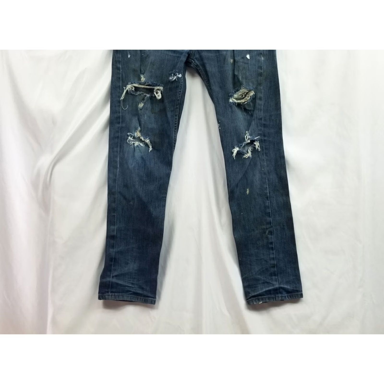 Levi's Levi's 511 Jeans Mens 33x32 Blue Denim Distressed Straight Slim USA Logo Distressed Jeans Regular Inseam 32 Mens Size US 33 - 2 Thumbnail
