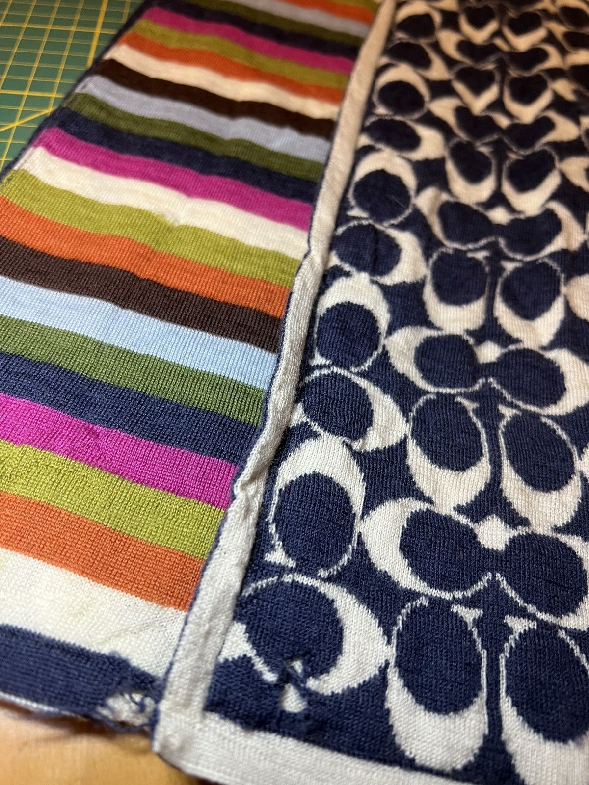 Coach Vintage thrashed multi colour striped monogram wool scarf Size ONE SIZE - 13 Thumbnail