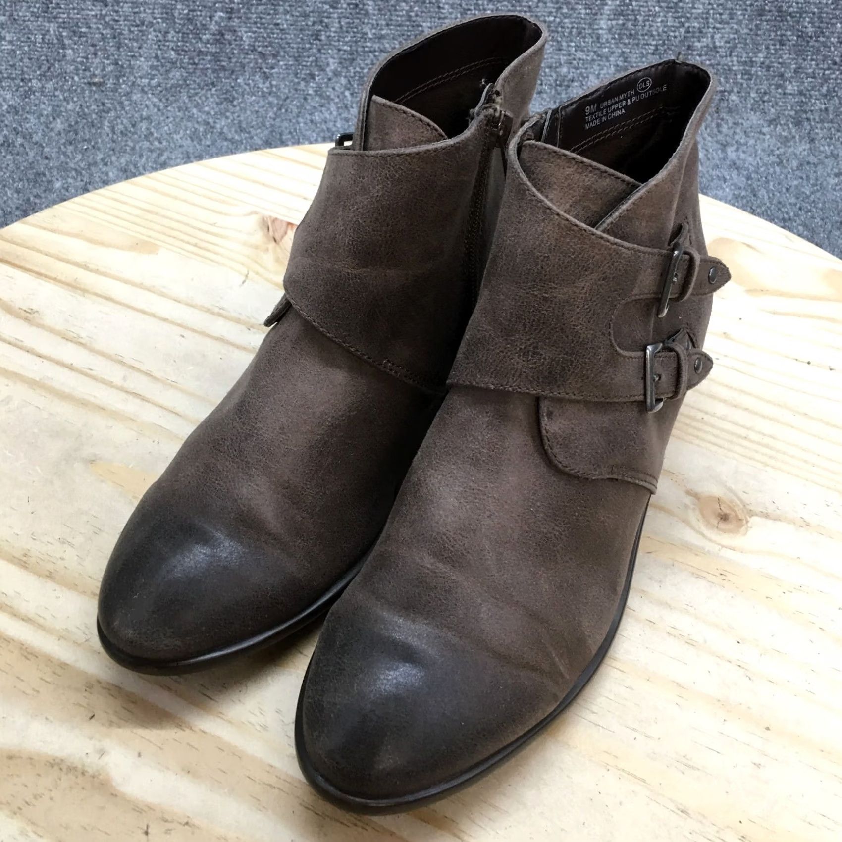 Vintage Aerosoles Boots Womens 9 M Urban Myth Ankle Bootie Brown Monk Strap Casual Block Heel Size US 9 / IT 39 - 3 Thumbnail