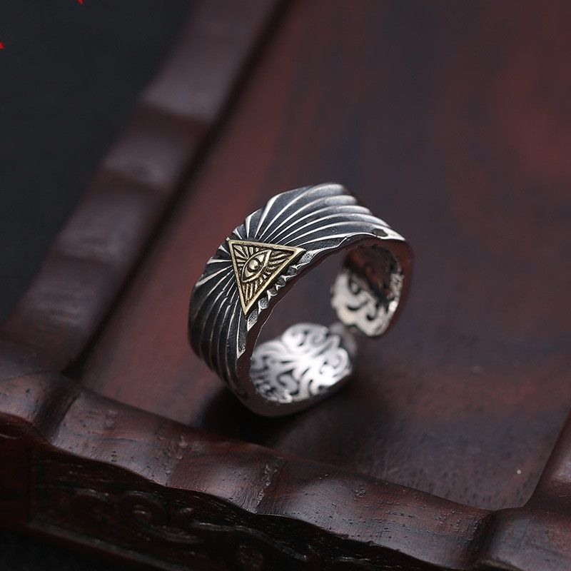 Vintage Resizable Golden Eye of Providence Punk Gothic Ring Size ONE SIZE - 6 Thumbnail